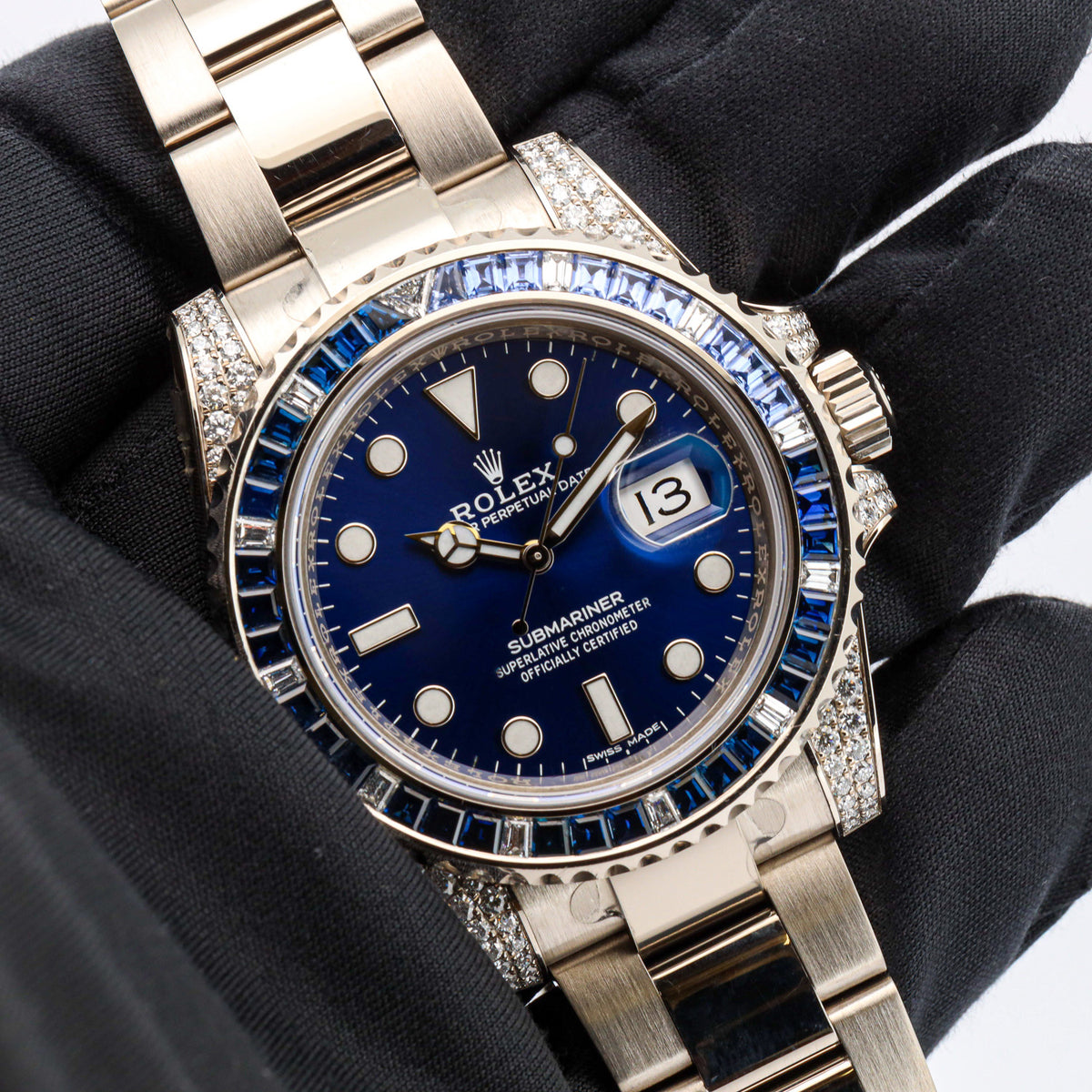 Rolex Submariner Date 40 116659SABR White Gold Diamond & Sapphier Bezel Blue Dial