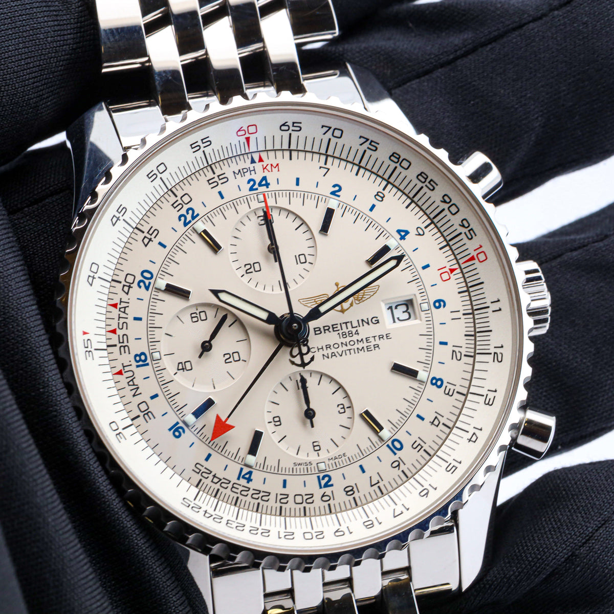 Breitling Navitimer World 46 A24322 Edelstahl 2018!