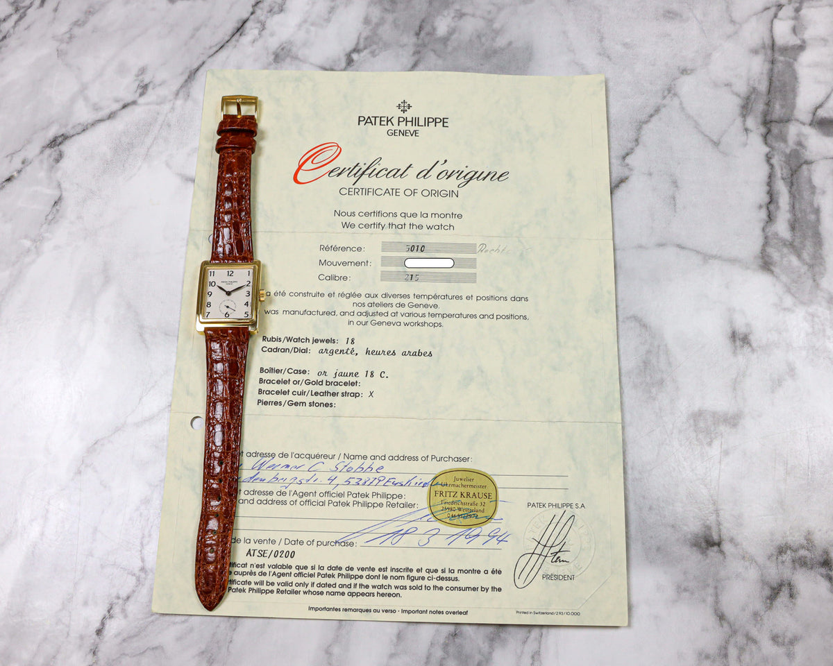 Patek Philippe Gondolo 5010 26x33 18K Gold Certificate Of Origin