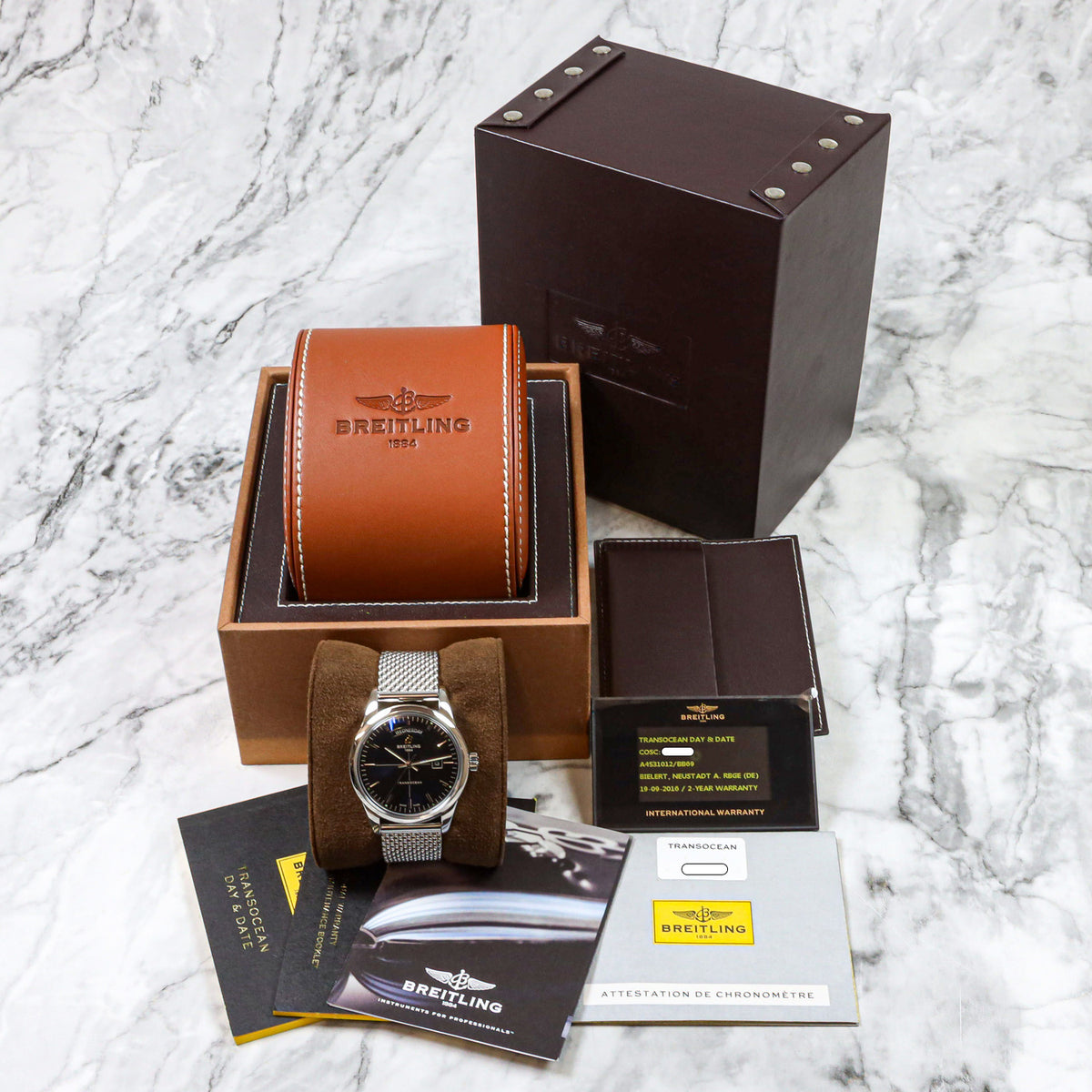 Breitling Transocean Day & Date 43 A45310 Edelstahl