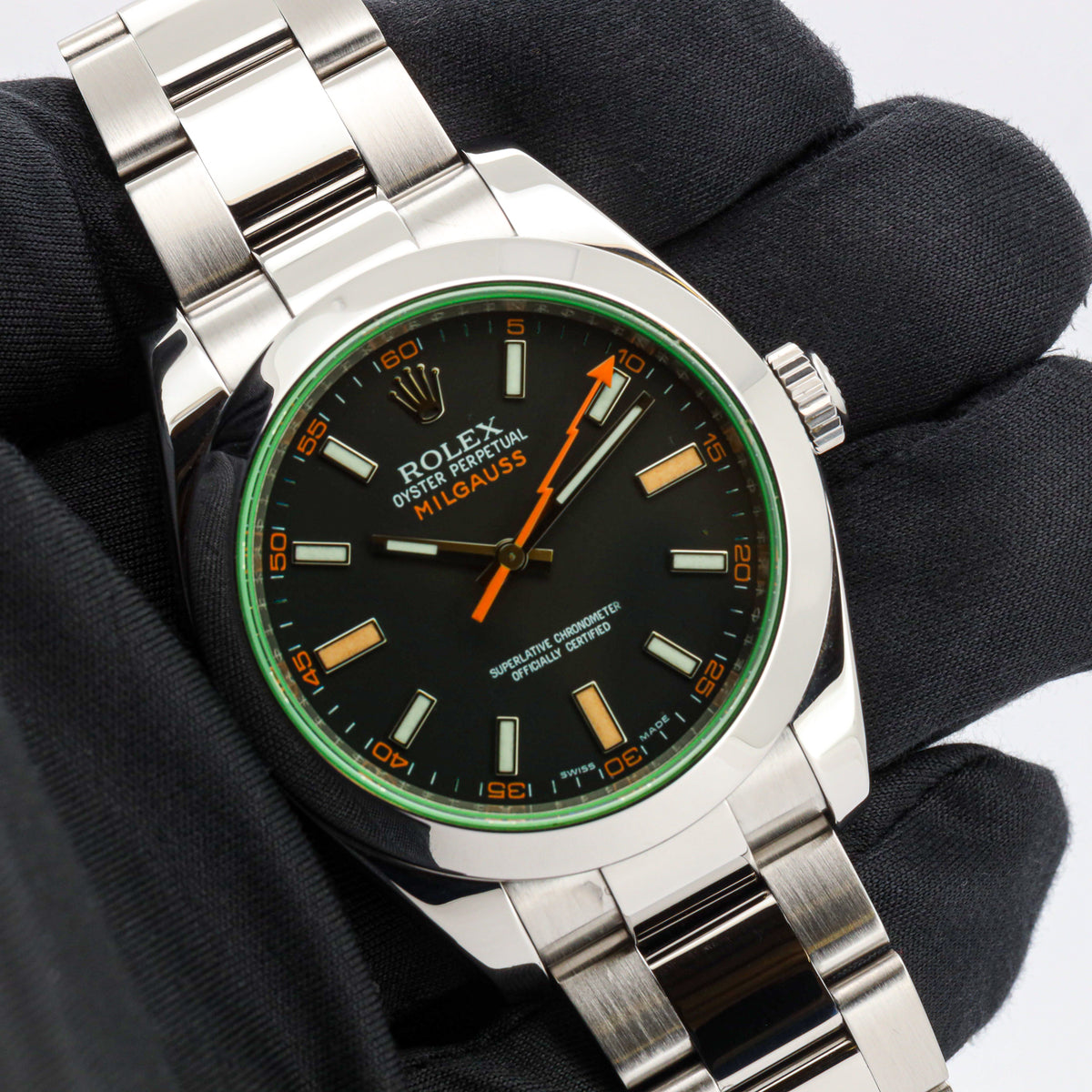 Rolex Milgauss 40 116400GV Green Dial Edelstahl LC 100 good Condition