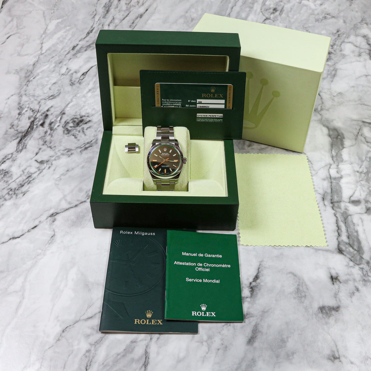 Rolex Milgauss 40 116400GV Green Dial Edelstahl LC 100 good Condition