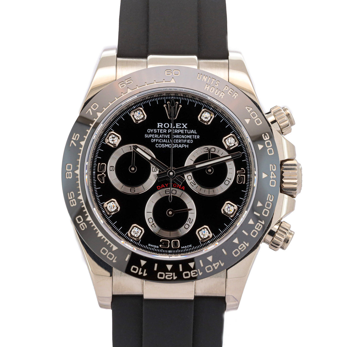 Rolex Daytona 116519LN Cosmograph Weißgold Black-Diamond Dial Oysterflex