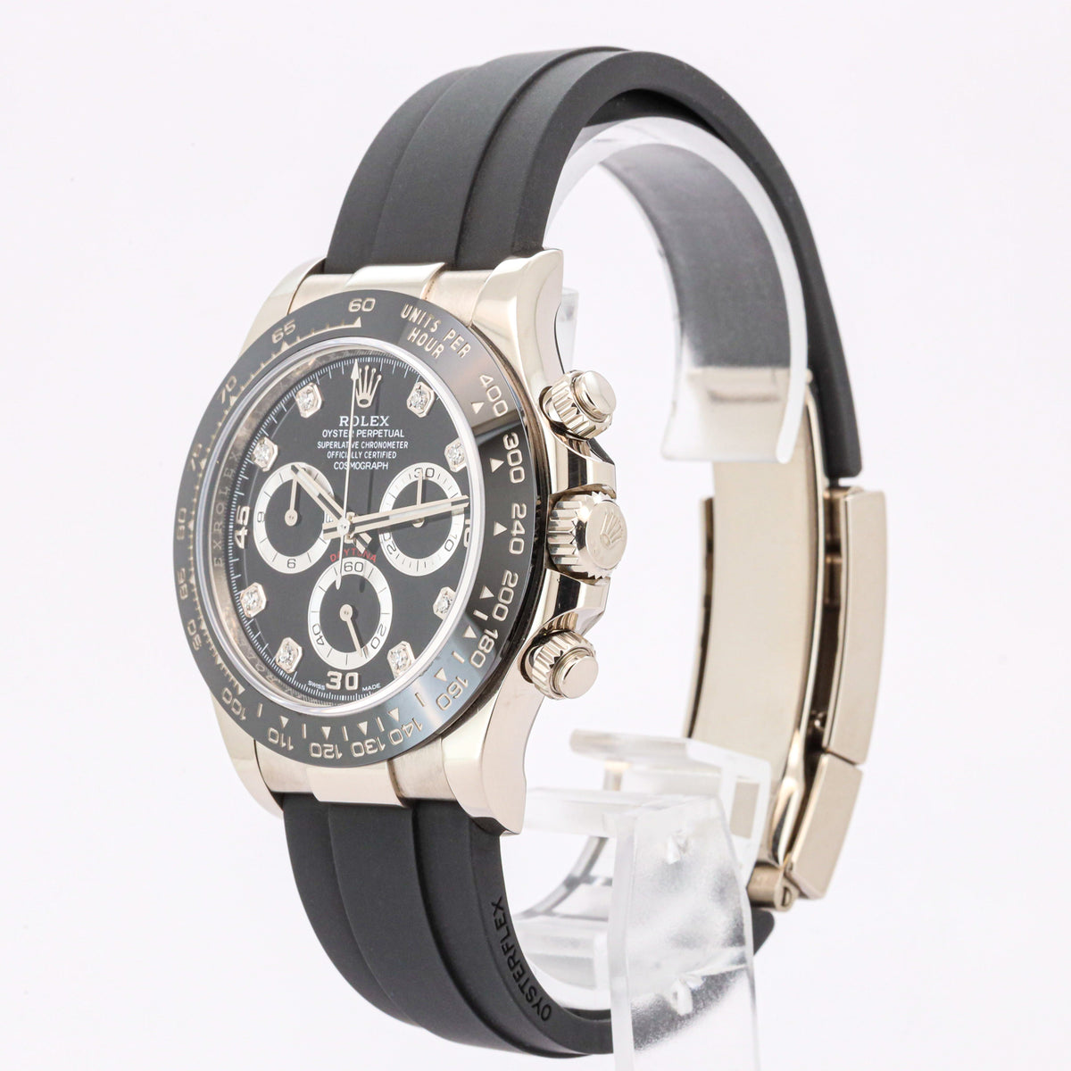 Rolex Daytona 116519LN Cosmograph Weißgold Black-Diamond Dial Oysterflex