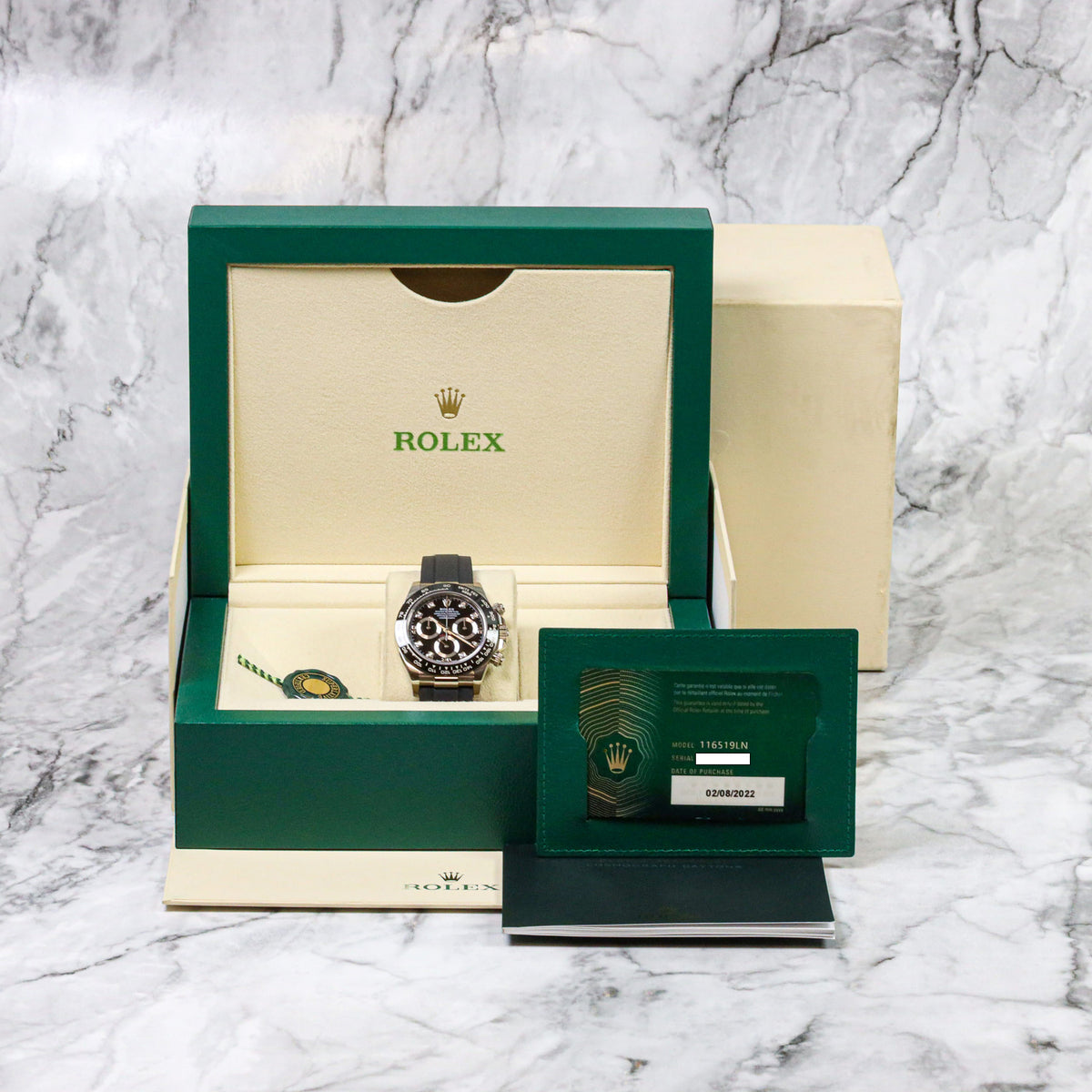 Rolex Daytona 116519LN Cosmograph Weißgold Black-Diamond Dial Oysterflex