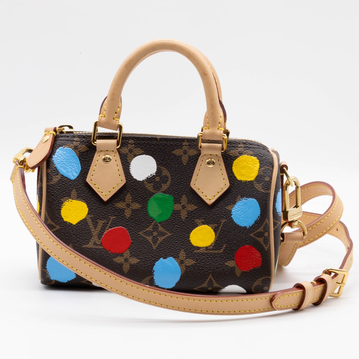 Louis Vuitton LV Yayoi Kusama Nano Speedy 2023 Monogram Canvas Handbemalt M81979