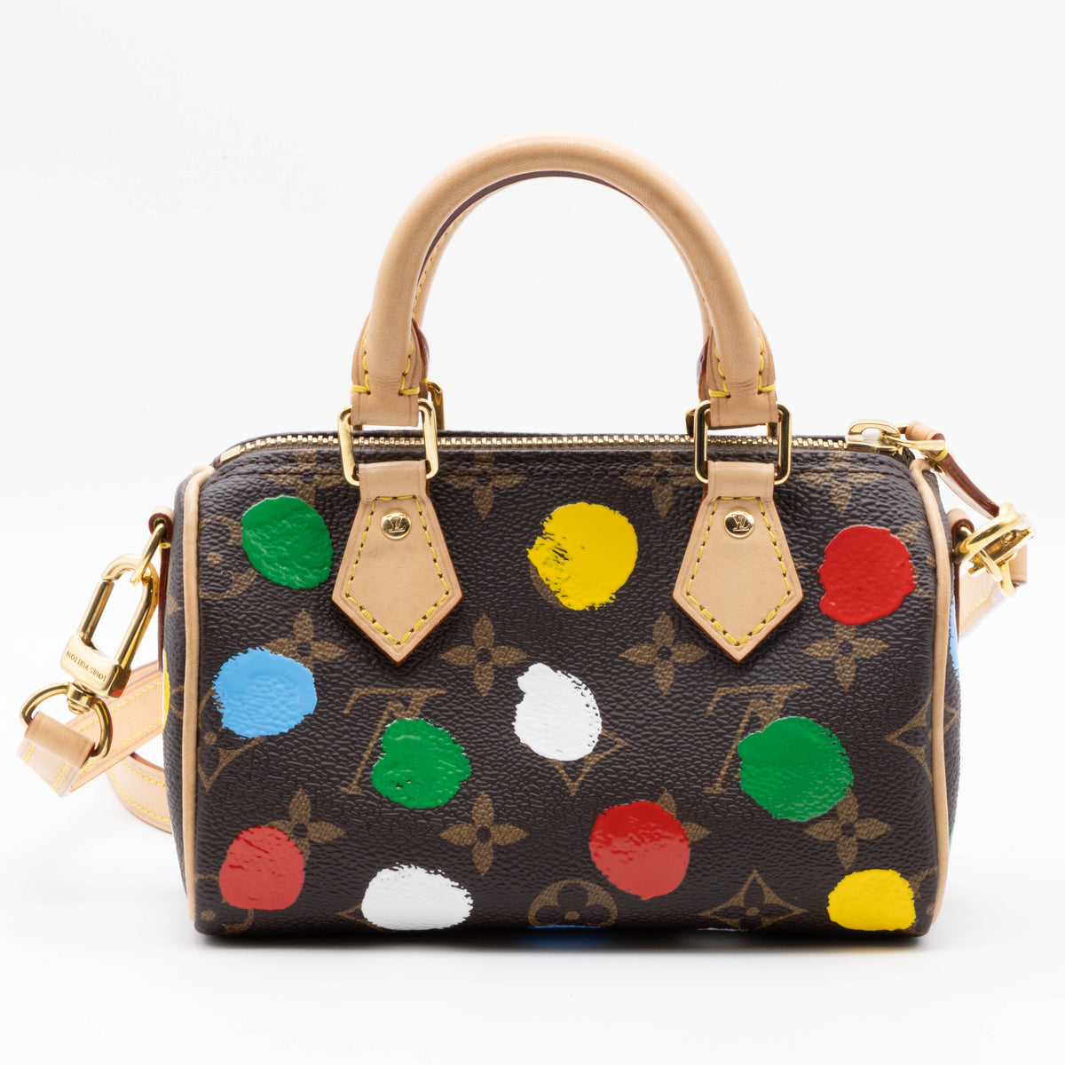 Louis Vuitton LV Yayoi Kusama Nano Speedy 2023 Monogram Canvas Handbemalt M81979