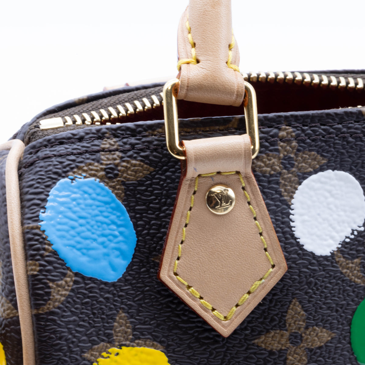 Louis Vuitton LV Yayoi Kusama Nano Speedy 2023 Monogram Canvas Handbemalt M81979