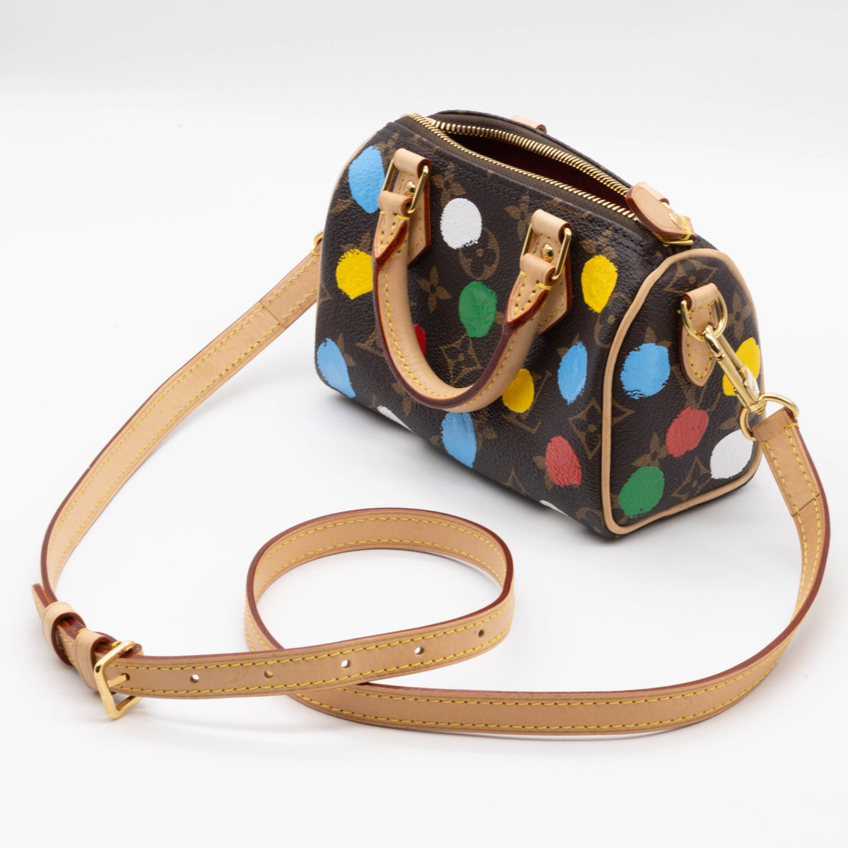 Louis Vuitton LV Yayoi Kusama Nano Speedy 2023 Monogram Canvas Handbemalt M81979