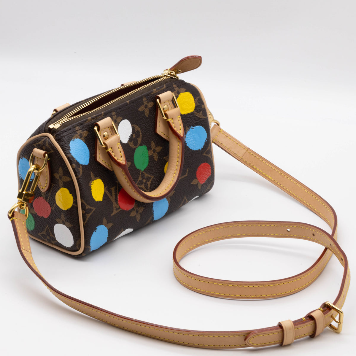 Louis Vuitton LV Yayoi Kusama Nano Speedy 2023 Monogram Canvas Handbemalt M81979