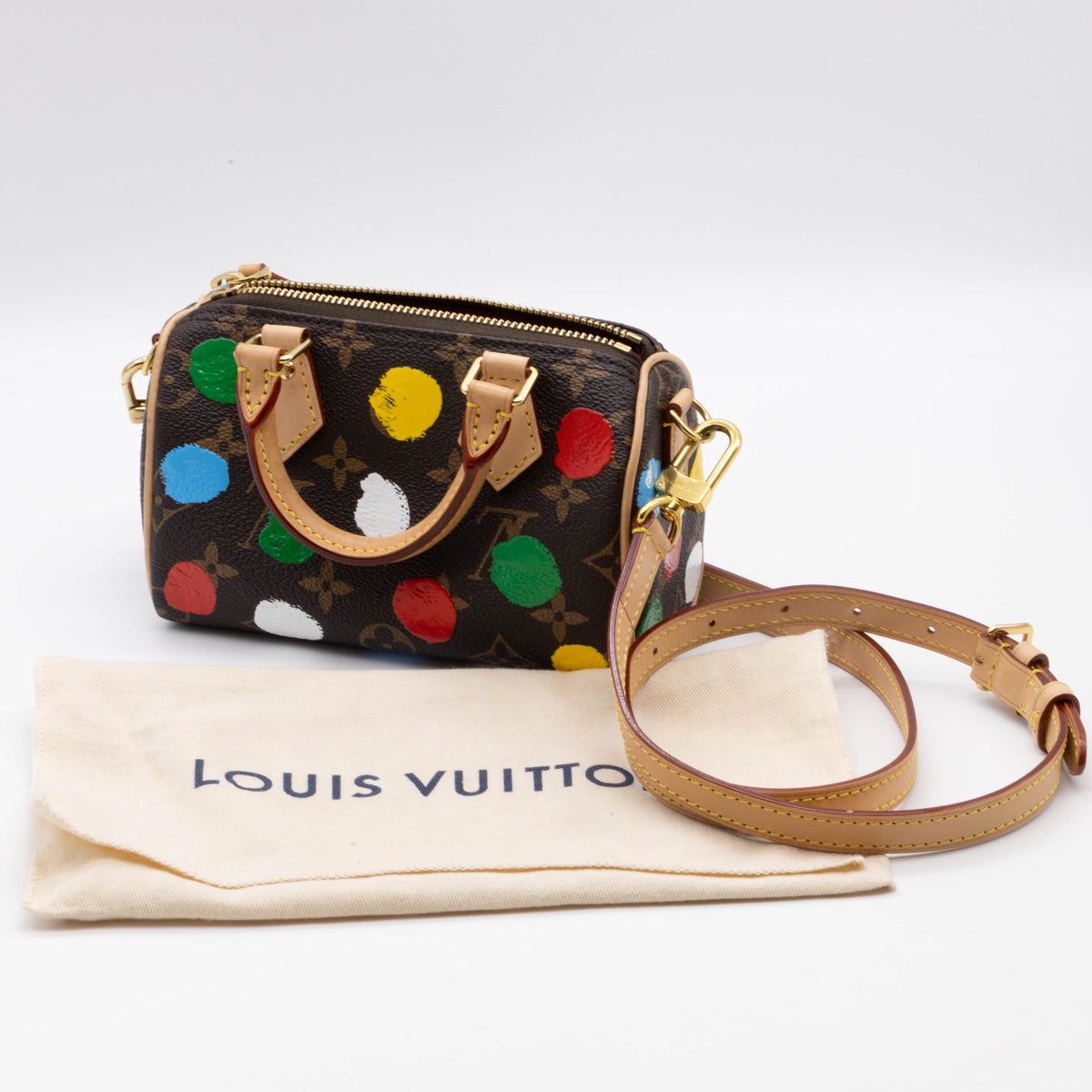 Louis Vuitton LV Yayoi Kusama Nano Speedy 2023 Monogram Canvas Handbemalt M81979