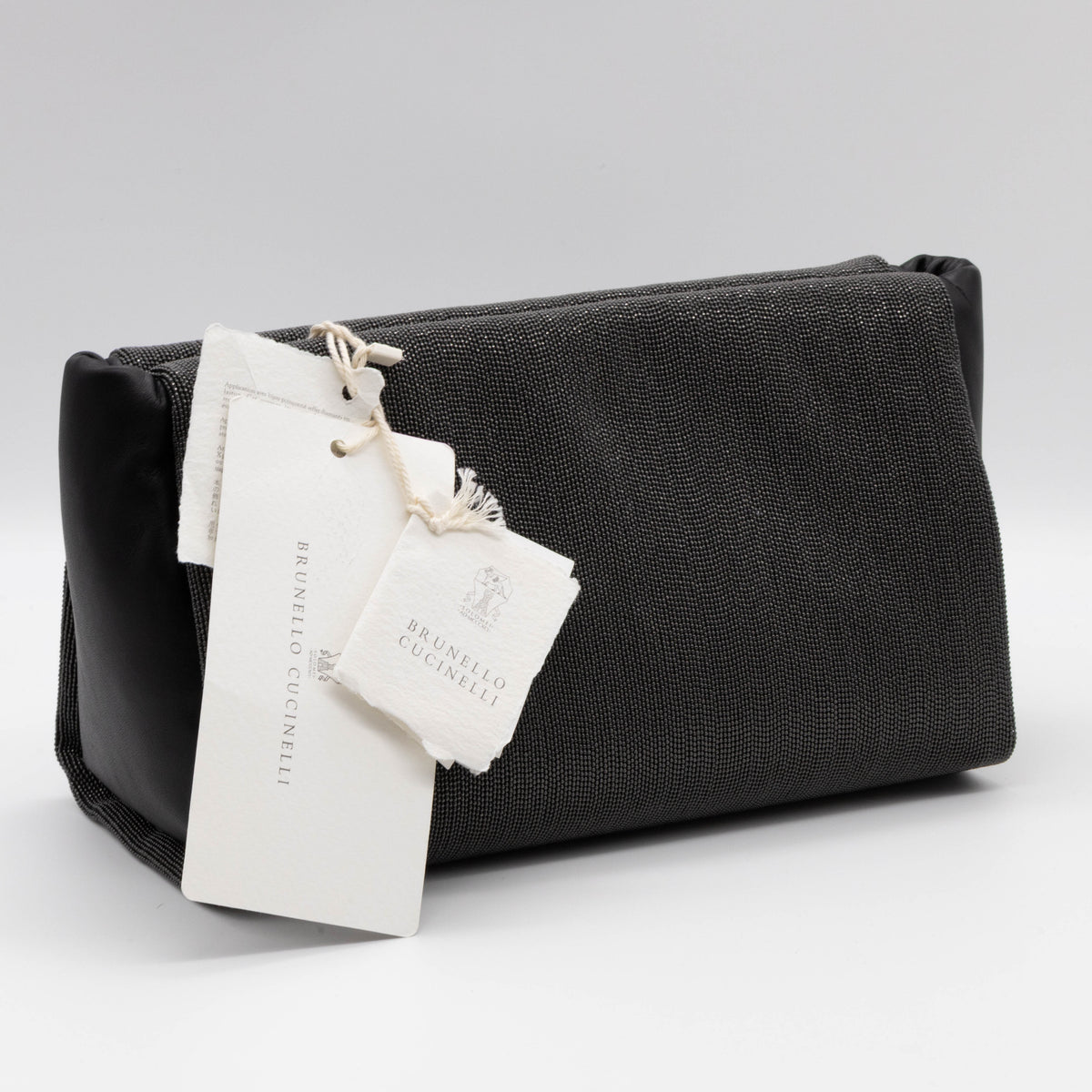 Brunello Cucinelli Monili Precious Jewelry Clutch Kalbsleder schwarz