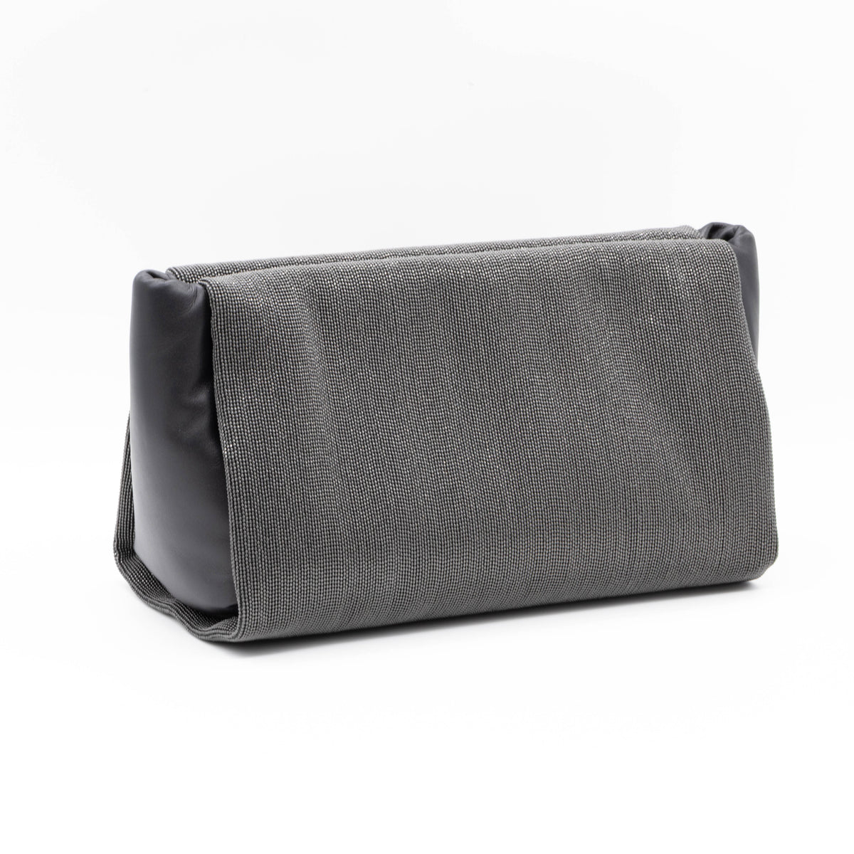 Brunello Cucinelli Monili Precious Jewelry Clutch Kalbsleder schwarz