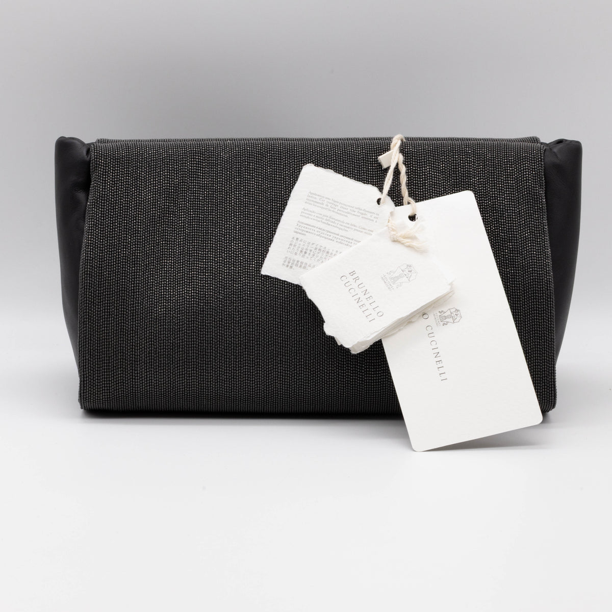 Brunello Cucinelli Monili Precious Jewelry Clutch Kalbsleder schwarz
