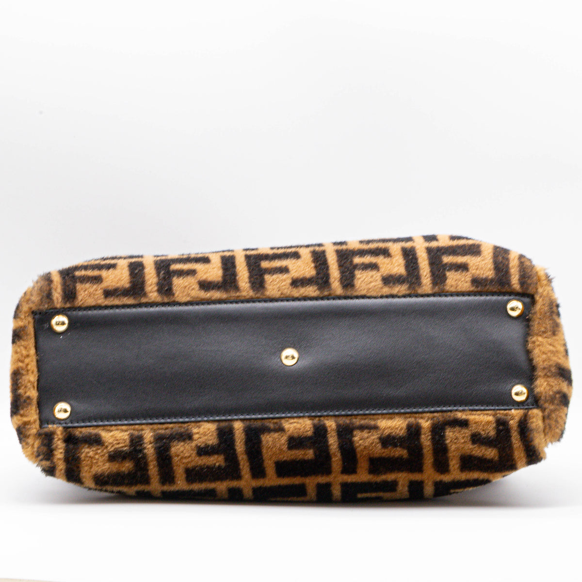 Fendi Peekaboo Regular Montone FF Shearling Handtasche Braun Komplett Top Zustand
