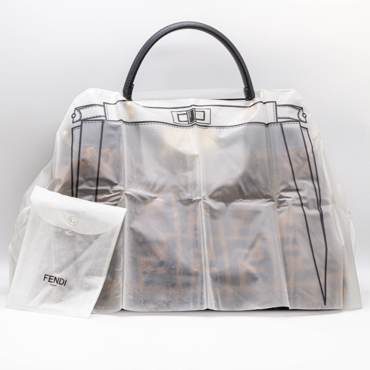 Fendi Peekaboo Regular Montone FF Shearling Handtasche Braun Komplett Top Zustand