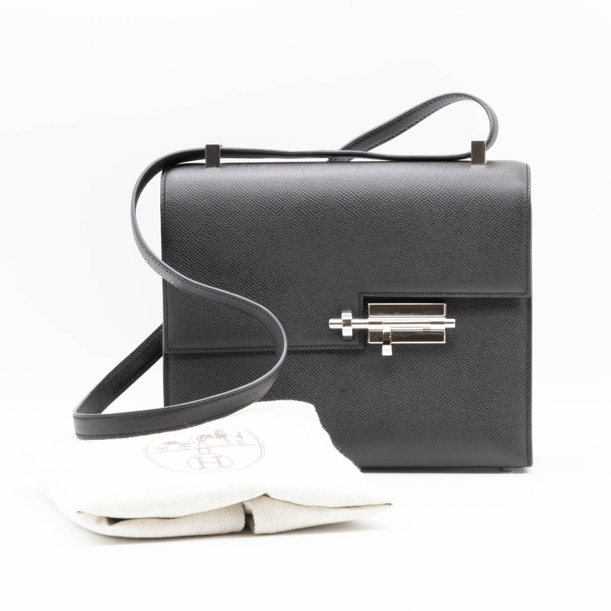 Hermès Verrou 21 Epsom Leder Schwarz Palladium Umhängetasche