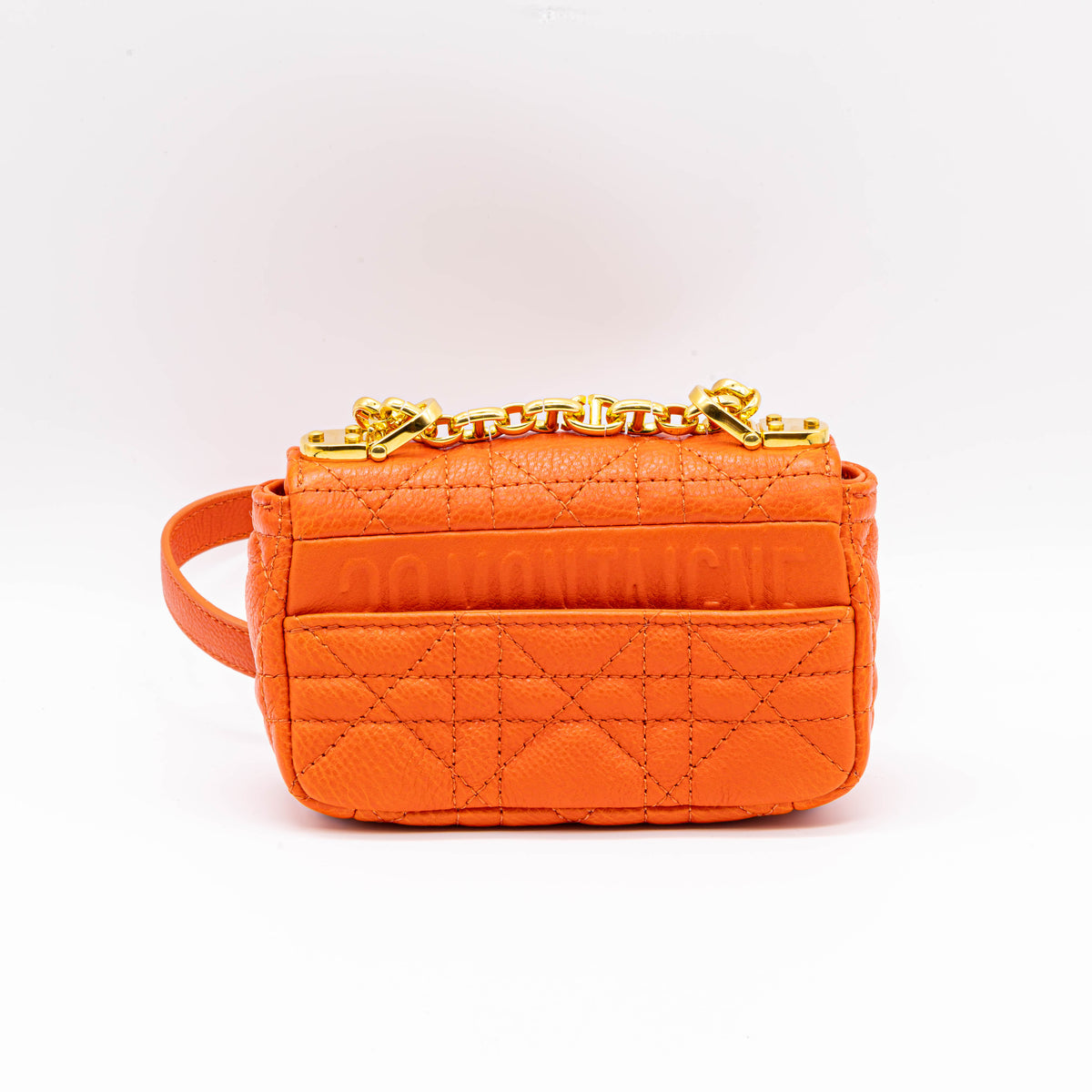 Dior Caro Micro Tasche Kalbsleder Cannage Orange Gold Neu Crossbody Bag