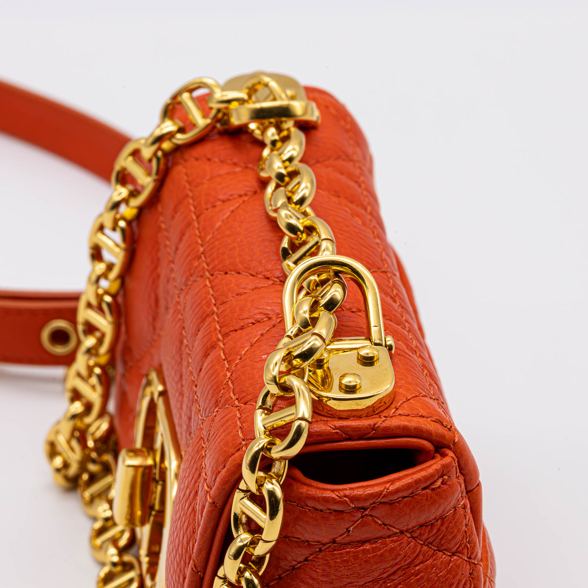 Dior Caro Micro Tasche Kalbsleder Cannage Orange Gold Neu Crossbody Bag