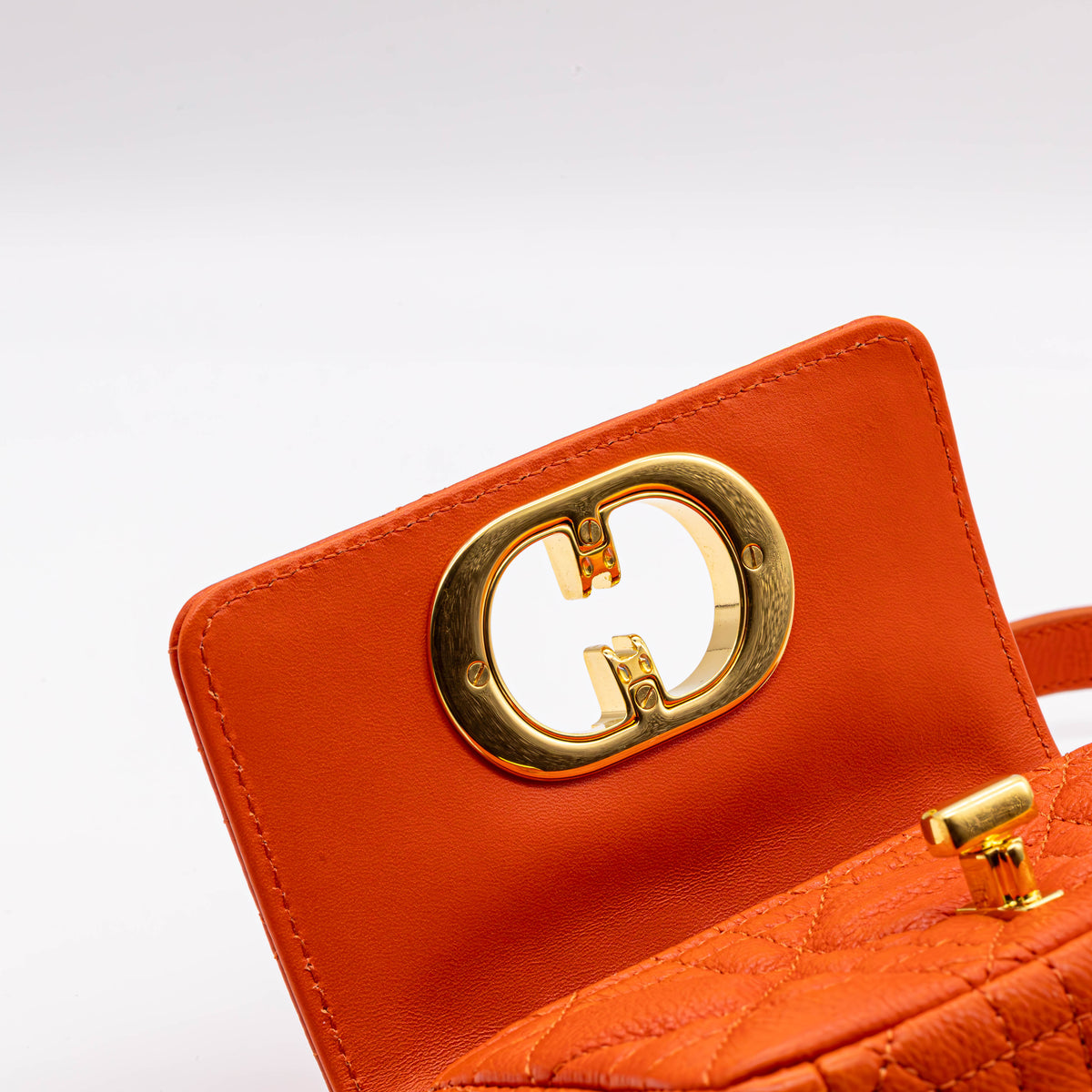 Dior Caro Micro Tasche Kalbsleder Cannage Orange Gold Neu Crossbody Bag