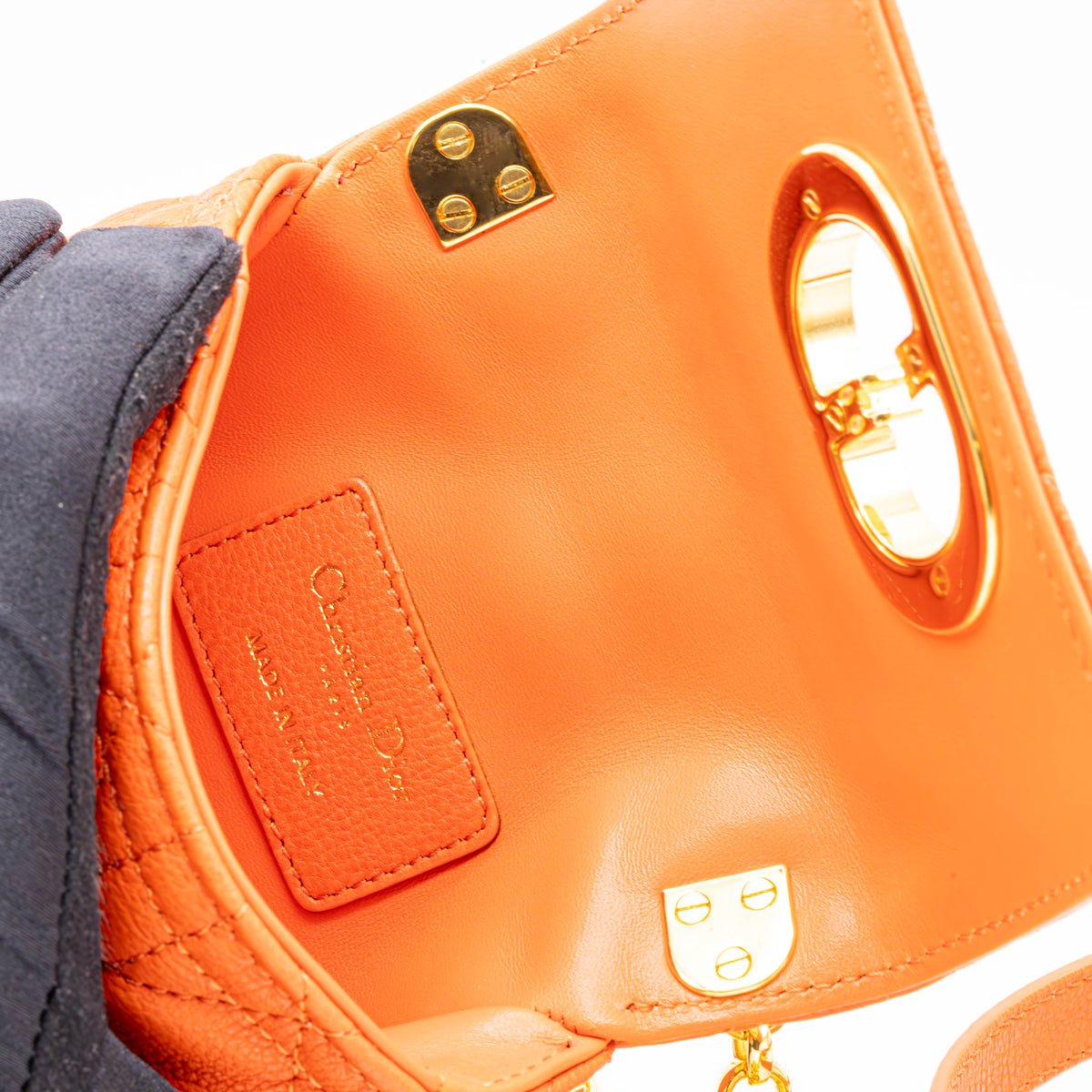 Dior Caro Micro Tasche Kalbsleder Cannage Orange Gold Neu Crossbody Bag