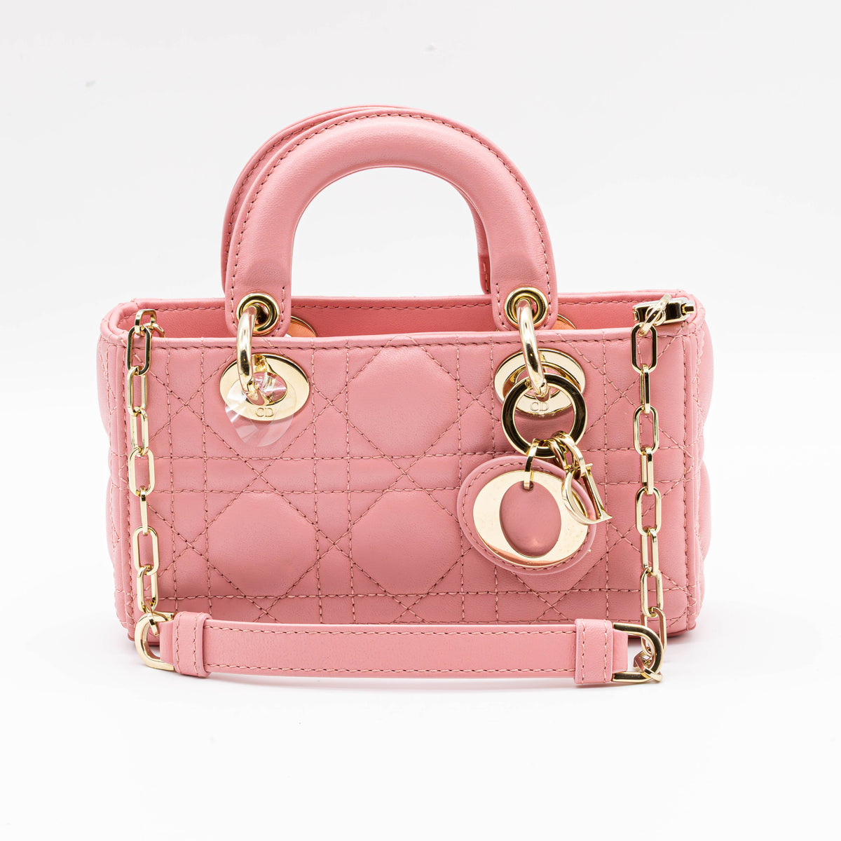 Christian Dior Lady D-Joy Micro Tasche Pink Cannage Lammleder Gold Neu