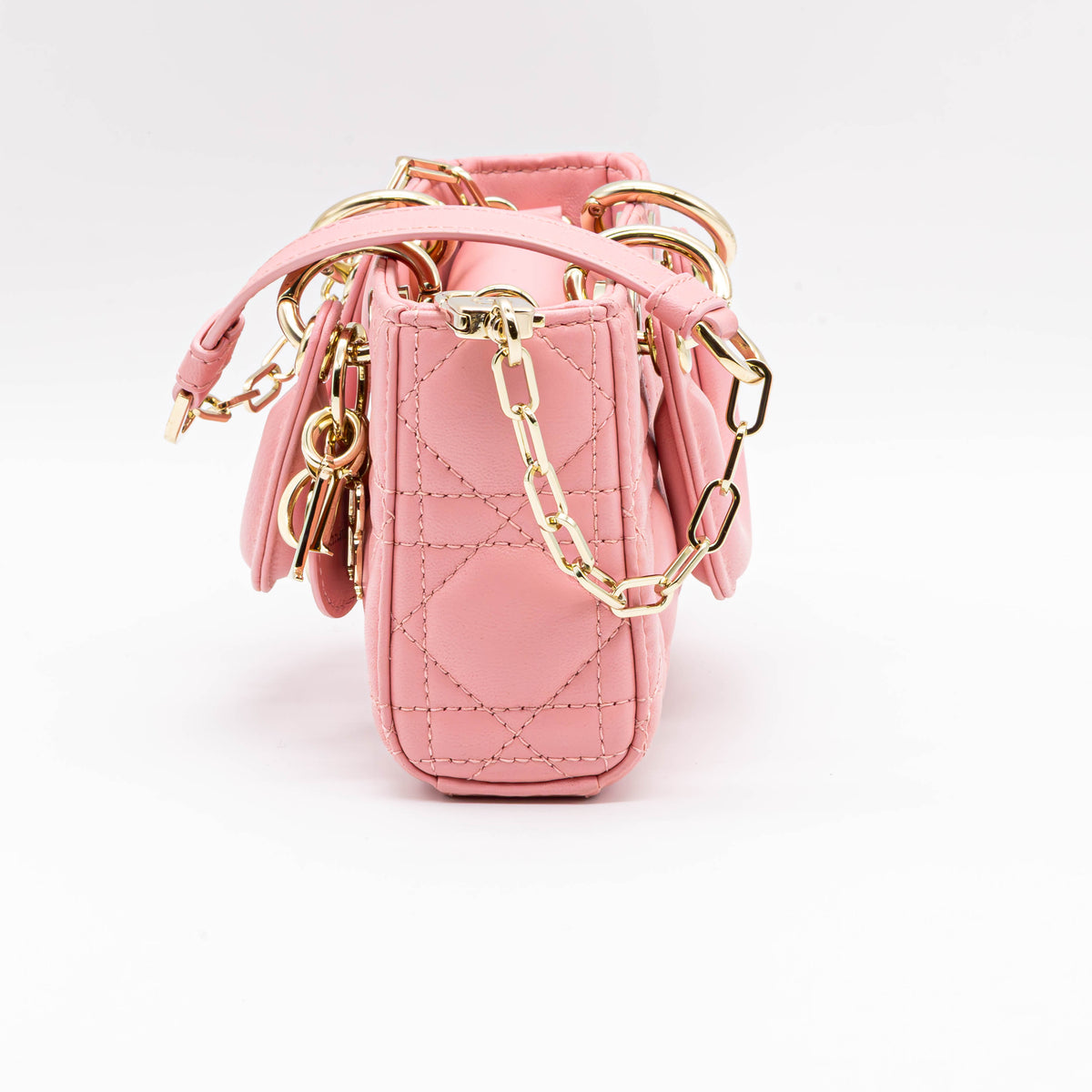 Christian Dior Lady D-Joy Micro Tasche Pink Cannage Lammleder Gold Neu