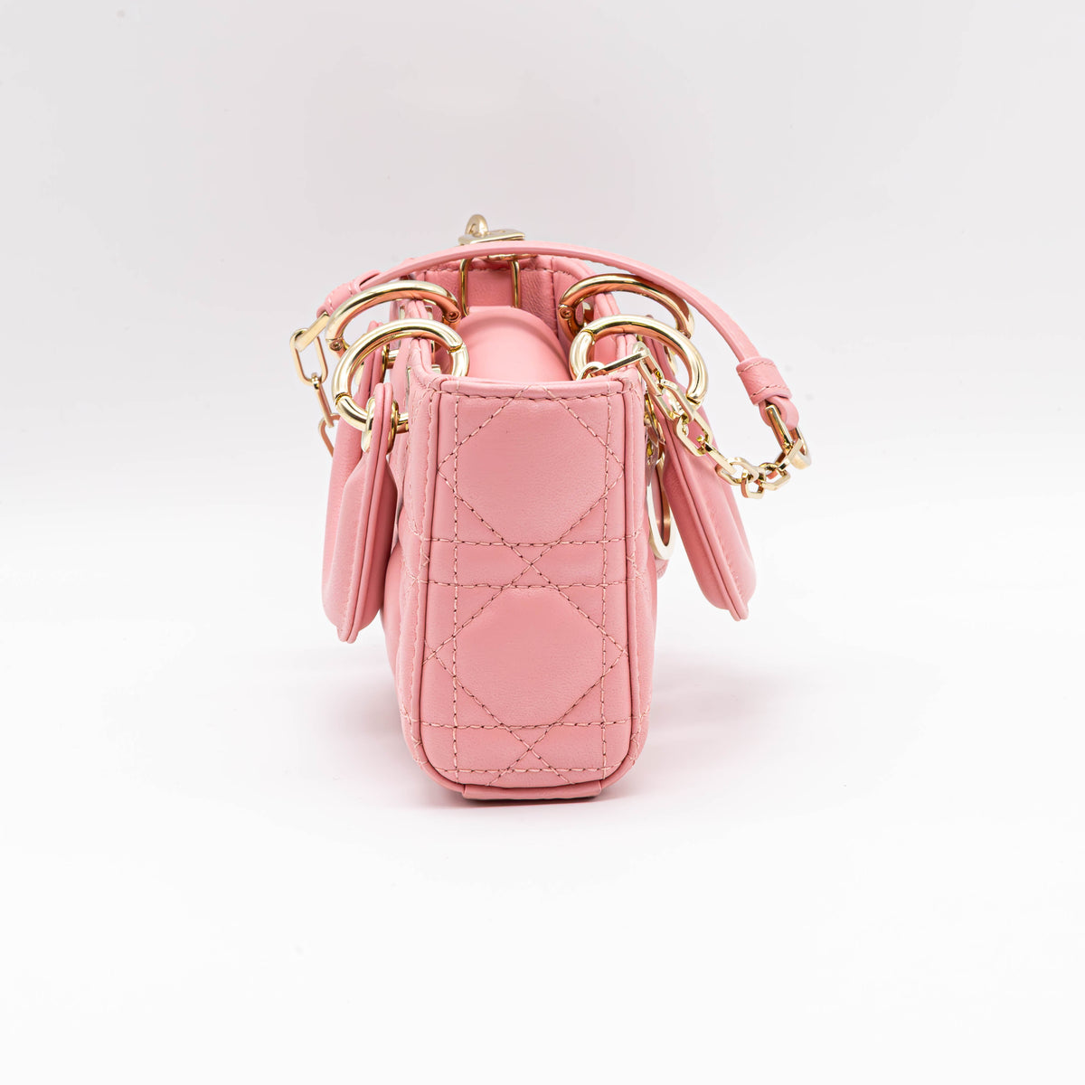 Christian Dior Lady D-Joy Micro Tasche Pink Cannage Lammleder Gold Neu