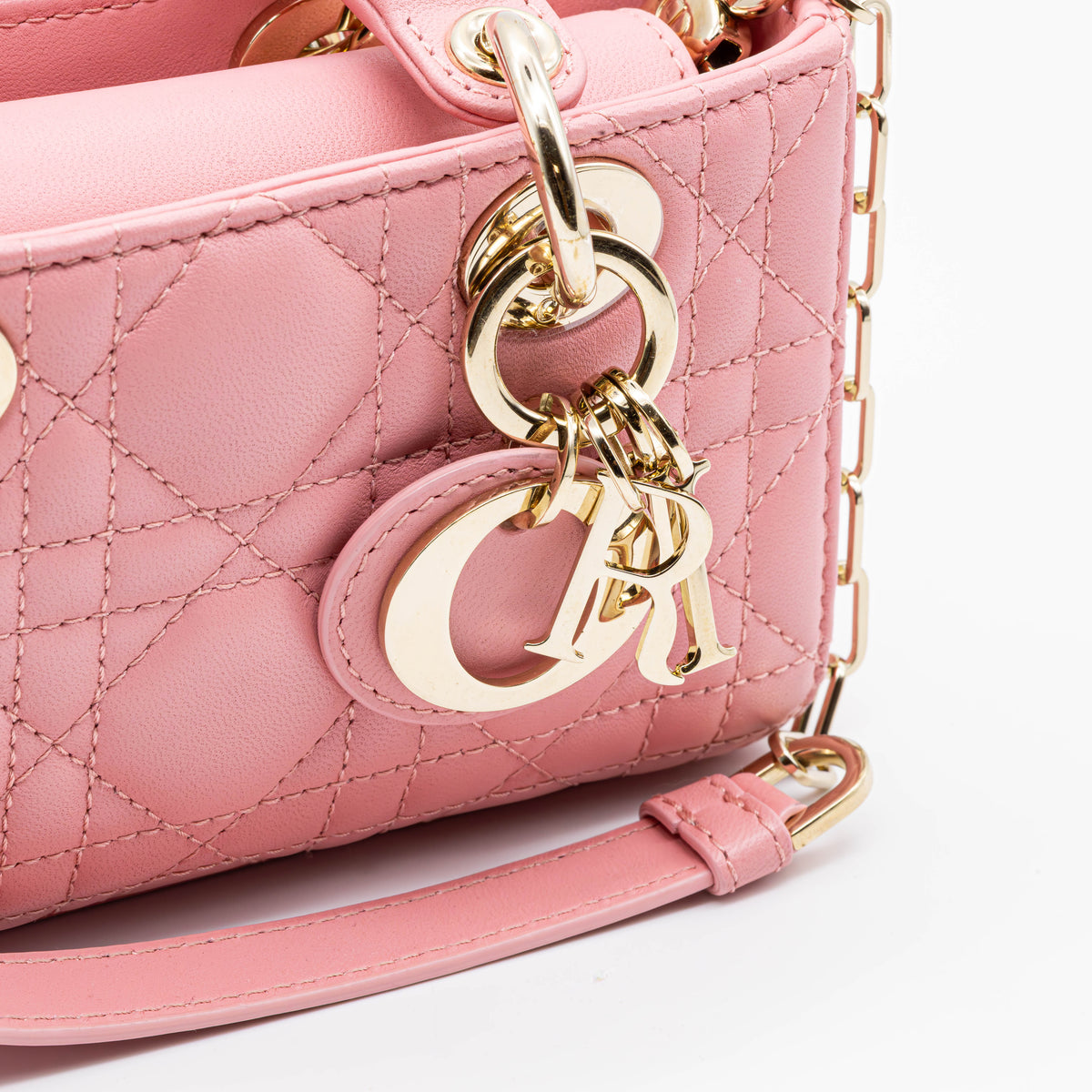Christian Dior Lady D-Joy Micro Tasche Pink Cannage Lammleder Gold Neu