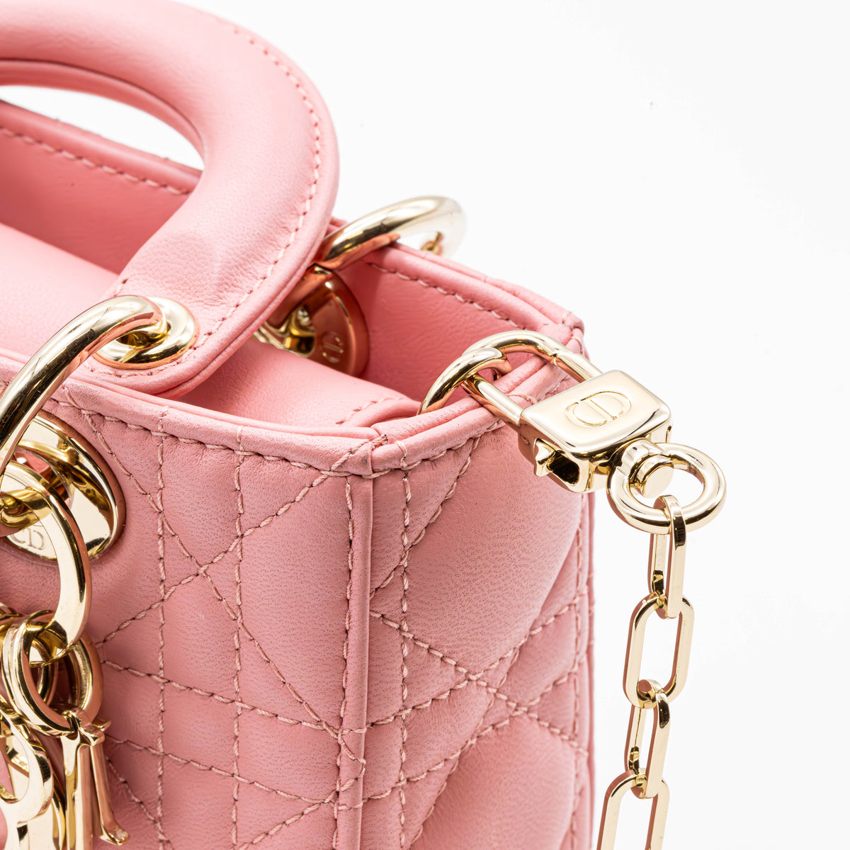 Christian Dior Lady D-Joy Micro Tasche Pink Cannage Lammleder Gold Neu