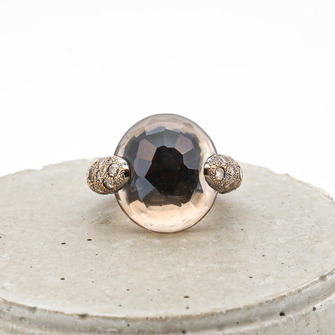 Pomellato Ring Catene Tango mit Rauchquarz und Diamanten 750/18k Gr. 50
