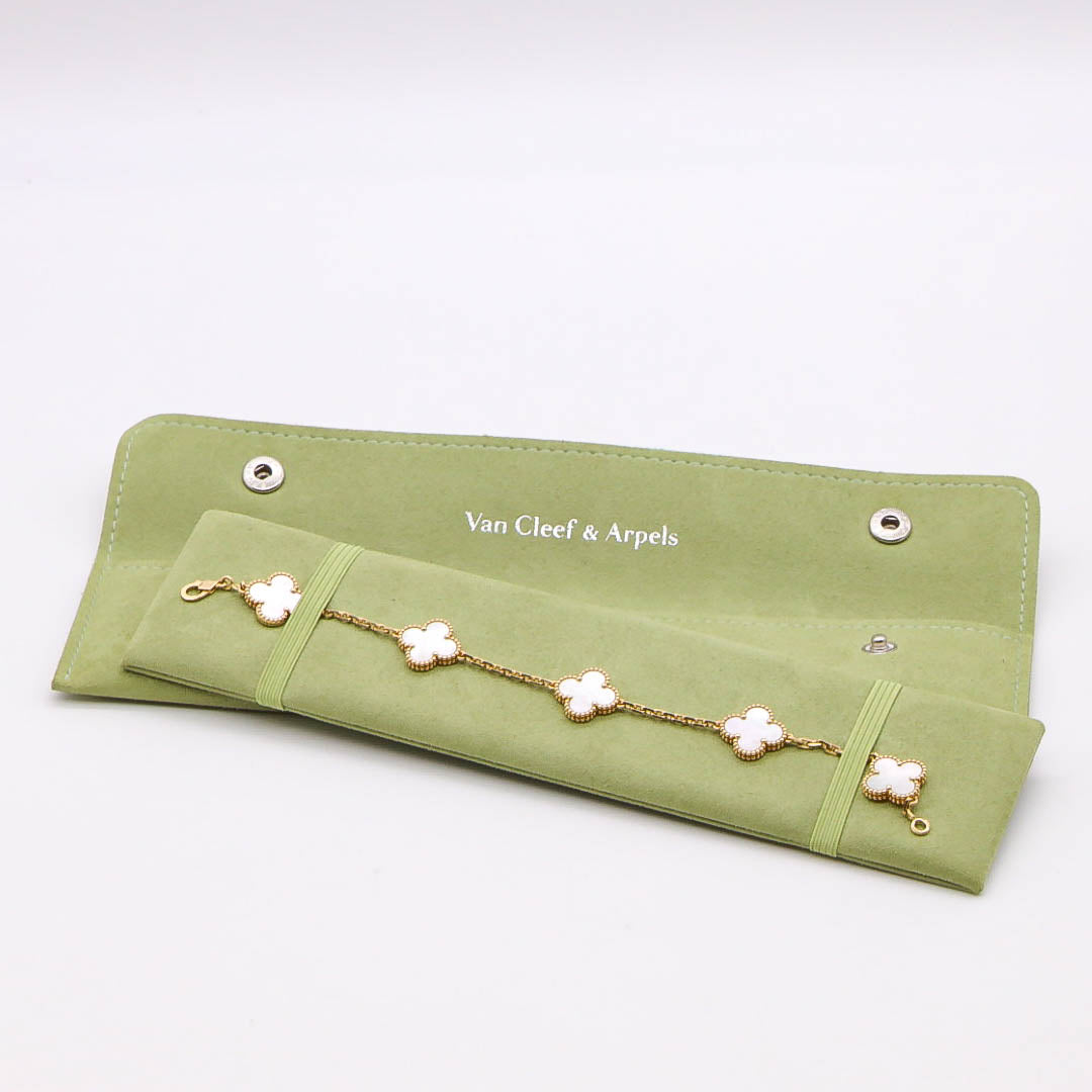 Van Cleef & Arpels Vintage Alhambra Armband 5 Motive 18K Gelbgold Perlmutt