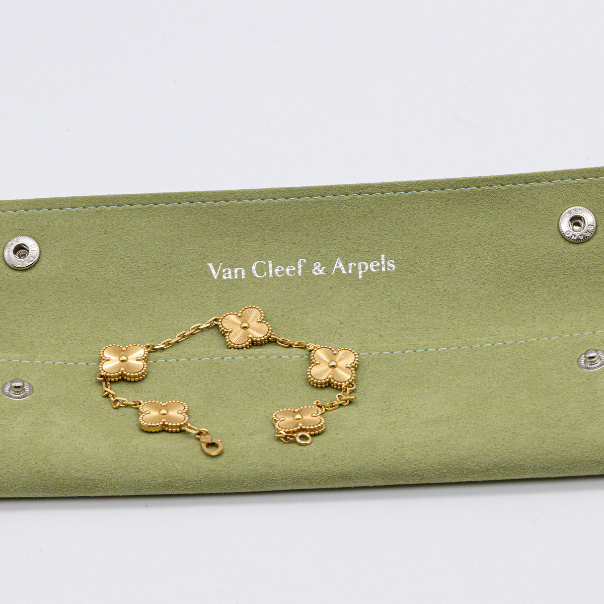 Van Cleef & Arpels Vintage Alhambra Armband 5 Motive 18K Gelbgold Guilloché