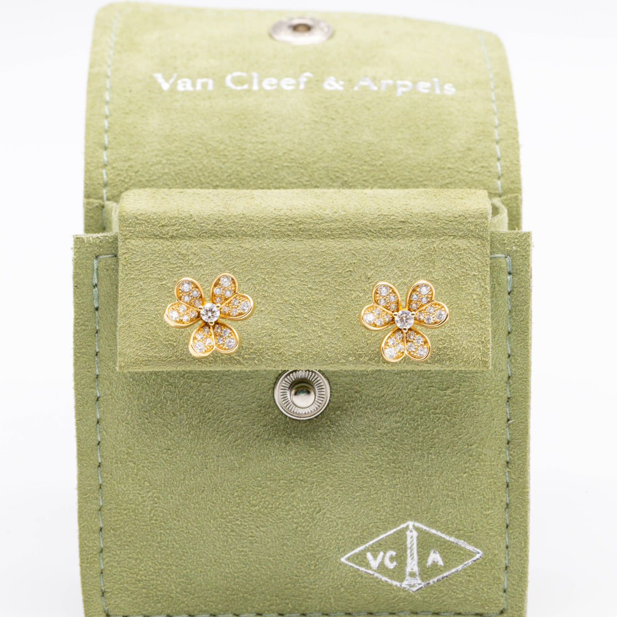 Van Cleef & Arpels Frivole Mini Ohrringe Paved Diamonds Gelbgold