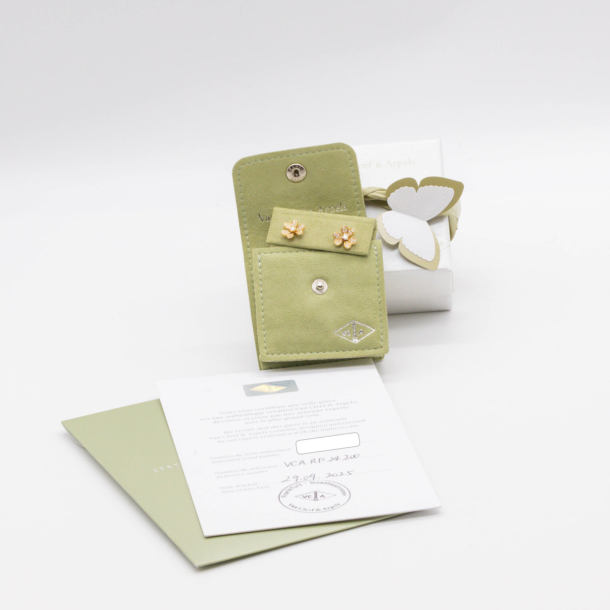 Van Cleef & Arpels Frivole Mini Ohrringe Paved Diamonds Gelbgold