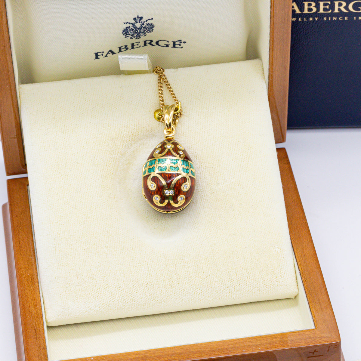 Faberge Anhänger Ei XL Zertifikat 750/18k  Emaille Brillanten F-133175