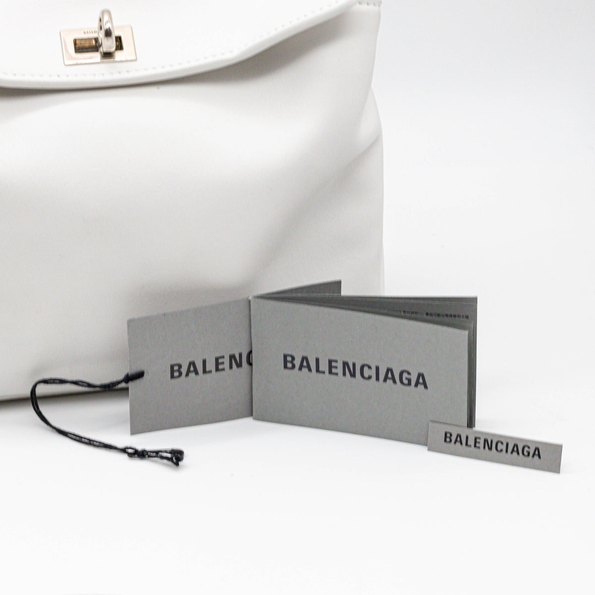Balenciaga Rodeo Mini Handtasche Weiß Kalbsleder Top Handle Crossbody mit Riemen