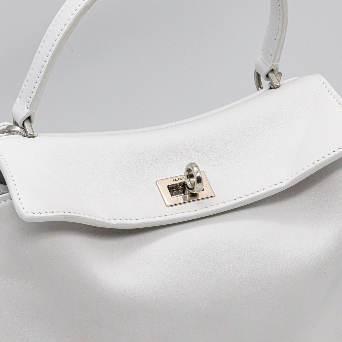 Balenciaga Rodeo Mini Handtasche Weiß Kalbsleder Top Handle Crossbody mit Riemen