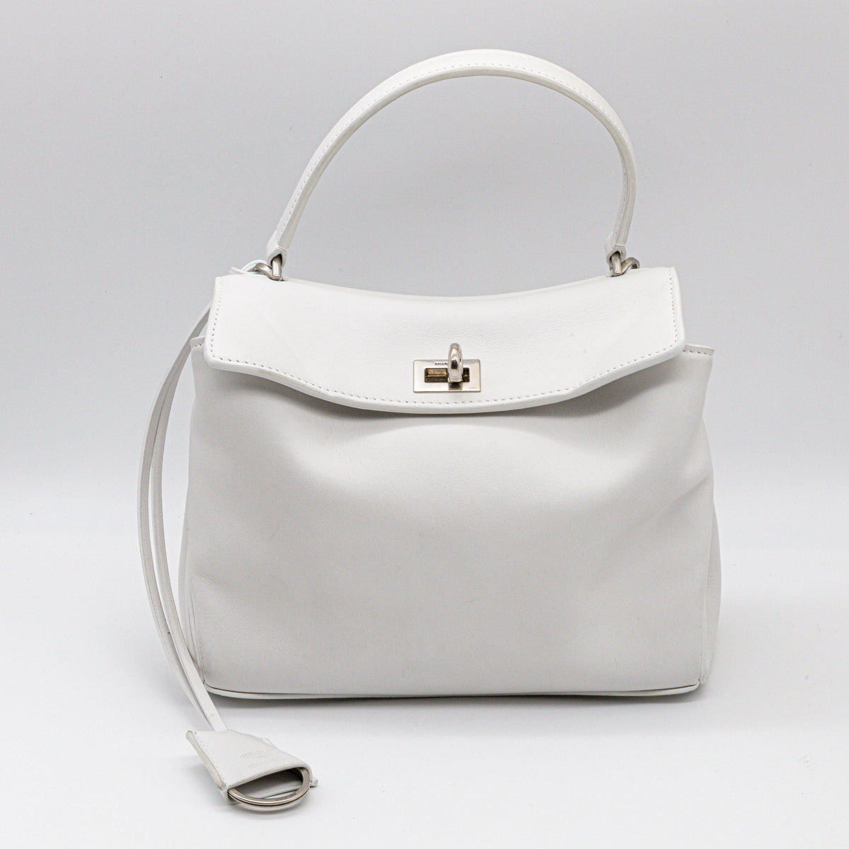 Balenciaga Rodeo Mini Handtasche Weiß Kalbsleder Top Handle Crossbody mit Riemen