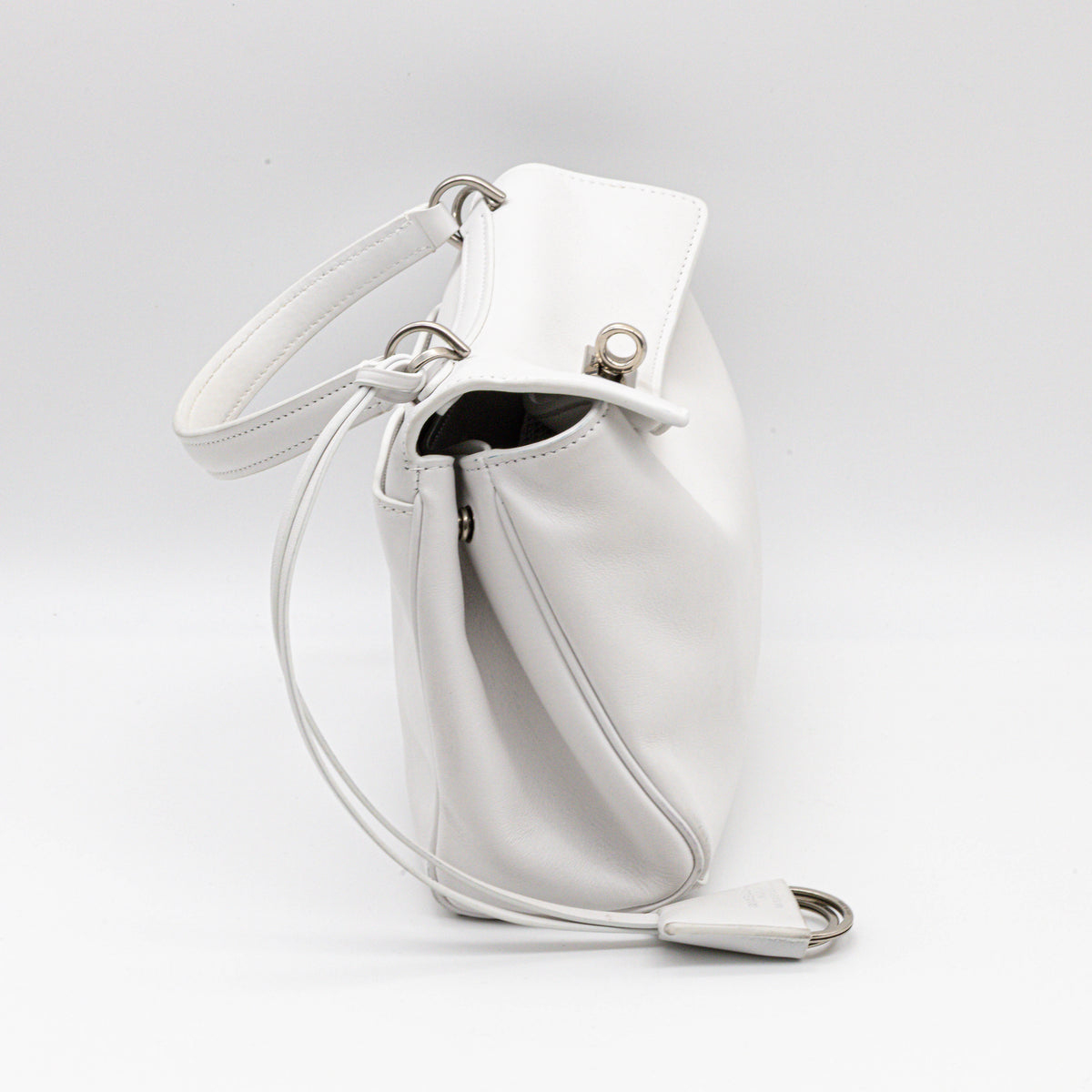 Balenciaga Rodeo Mini Handtasche Weiß Kalbsleder Top Handle Crossbody mit Riemen