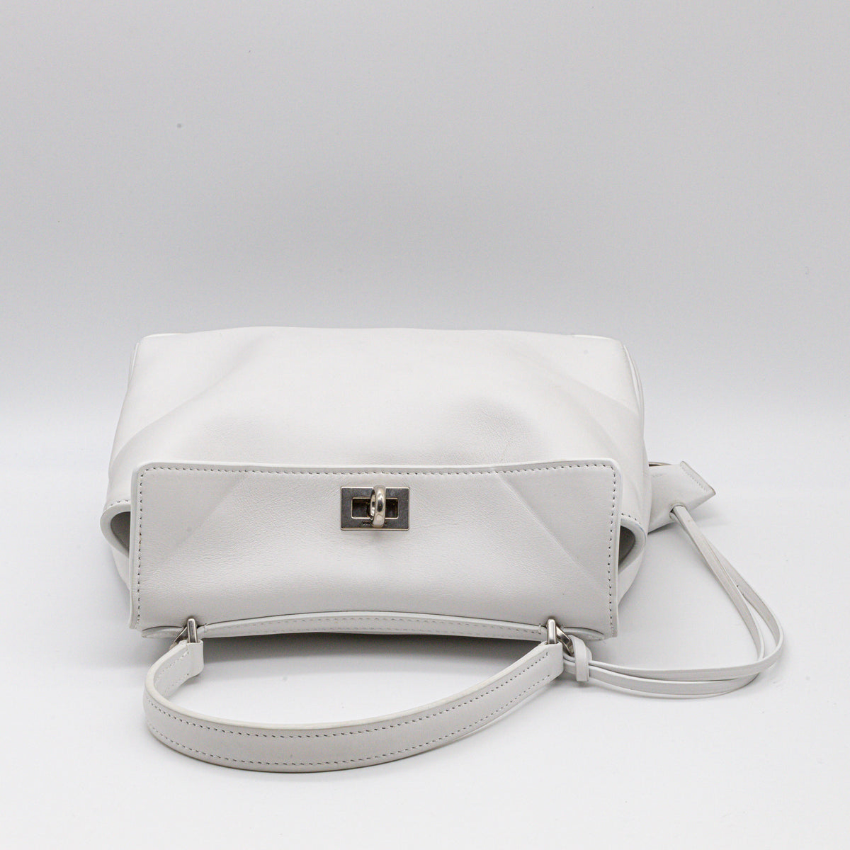 Balenciaga Rodeo Mini Handtasche Weiß Kalbsleder Top Handle Crossbody mit Riemen