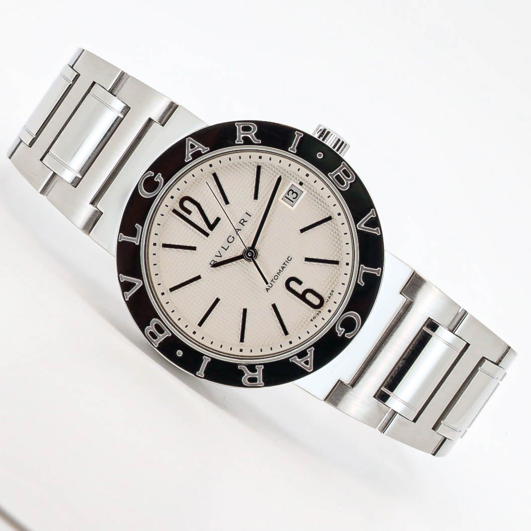 Bulgari BB38SS  38 White Dial Edelstahl Automatik B&P Dif VS34351