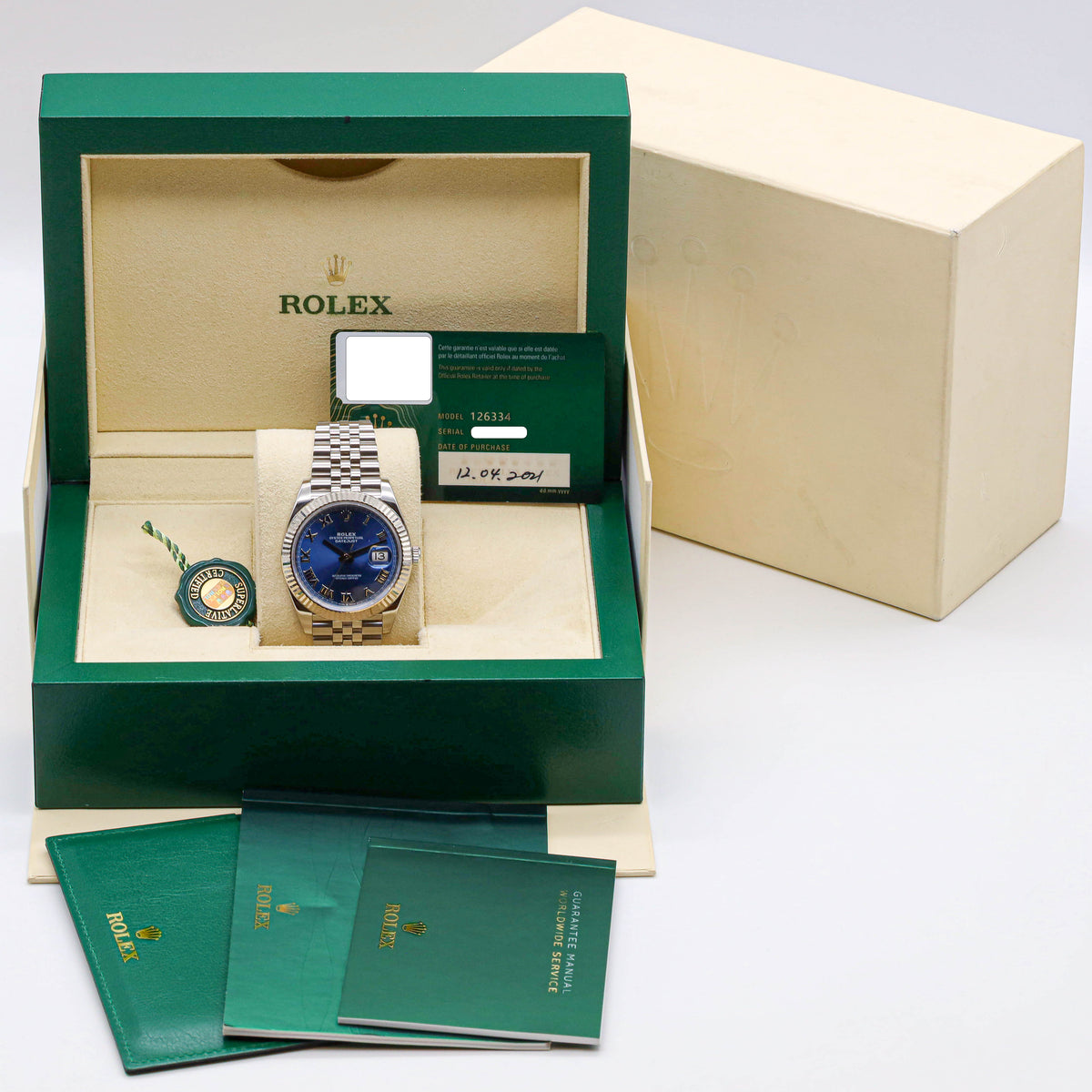 Rolex Datejust 41 126334 Azzuro Blue Full Set Jubilee