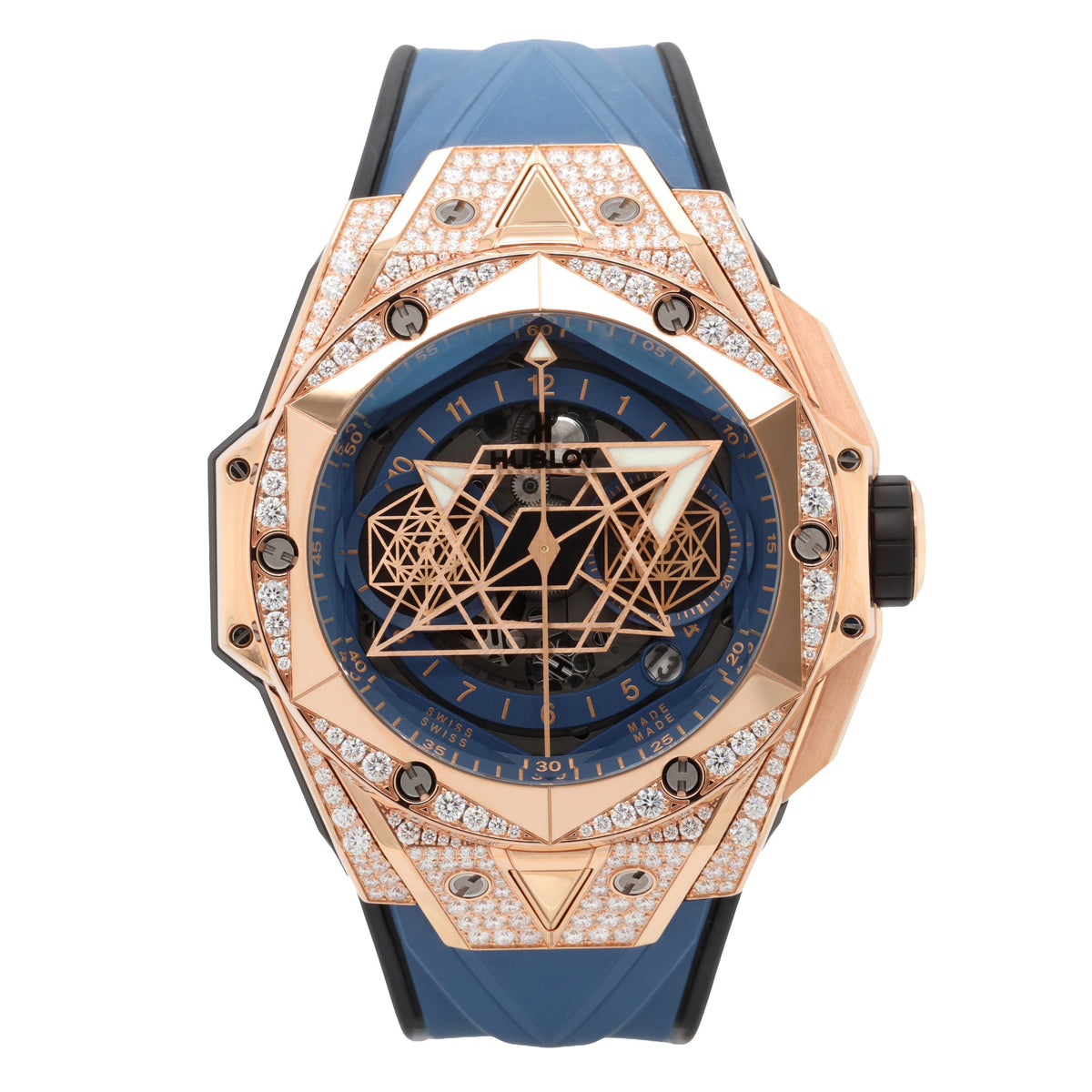 Hublot Big Bang Sang Bleu II King Gold Unico Blue Pave