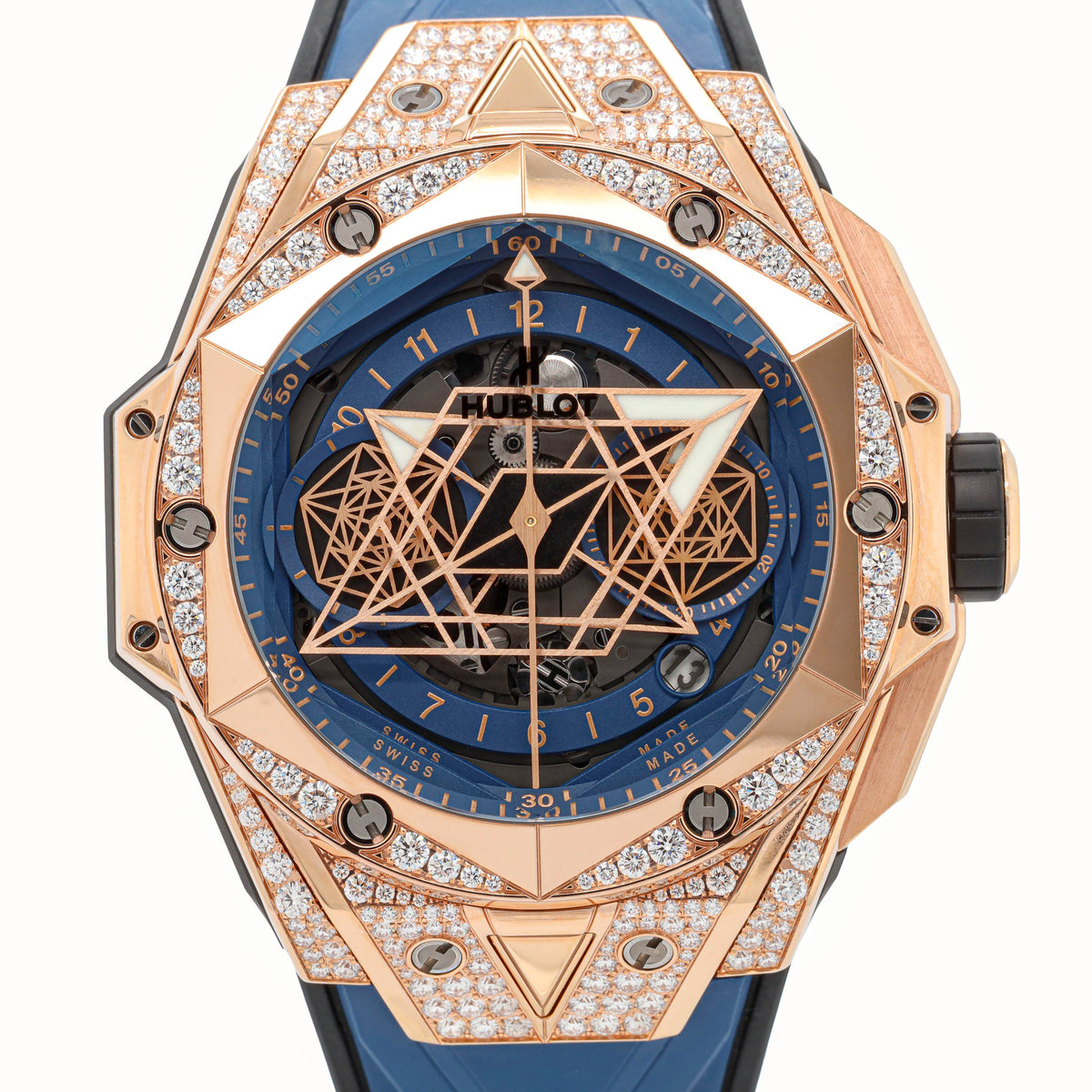 Hublot Big Bang Sang Bleu II King Gold Unico Blue Pave