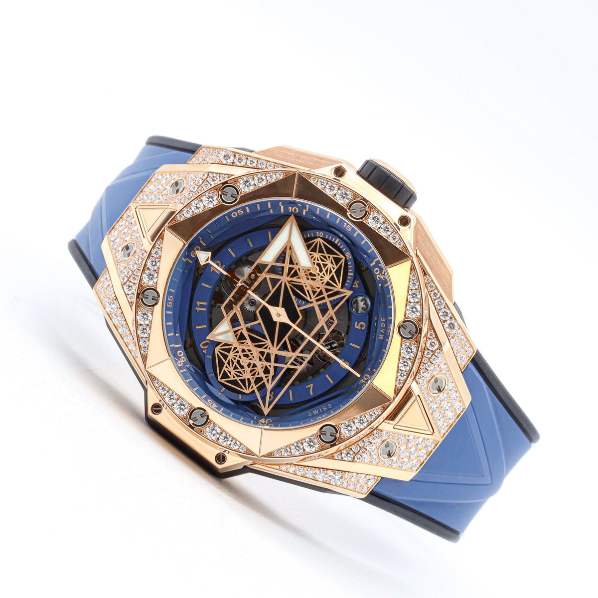 Hublot Big Bang Sang Bleu II King Gold Unico Blue Pave