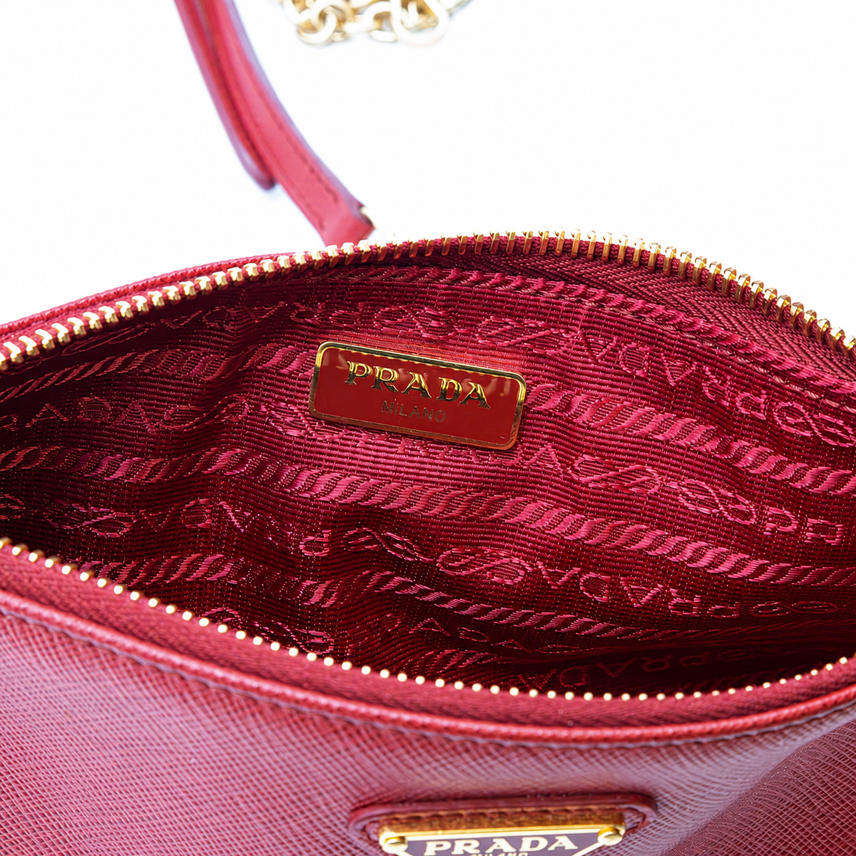 Prada Saffiano Re-Edition 2000 Schultertasche Rot Leder