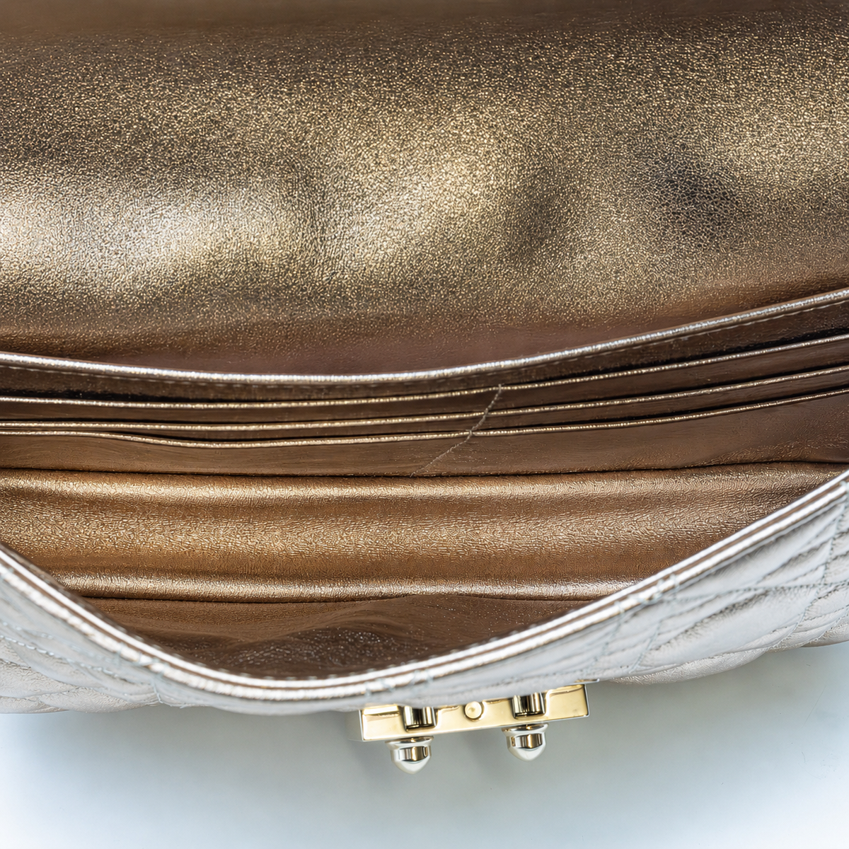 Christian Dior Wallet on Chain Metallic Gold Cannage Leder