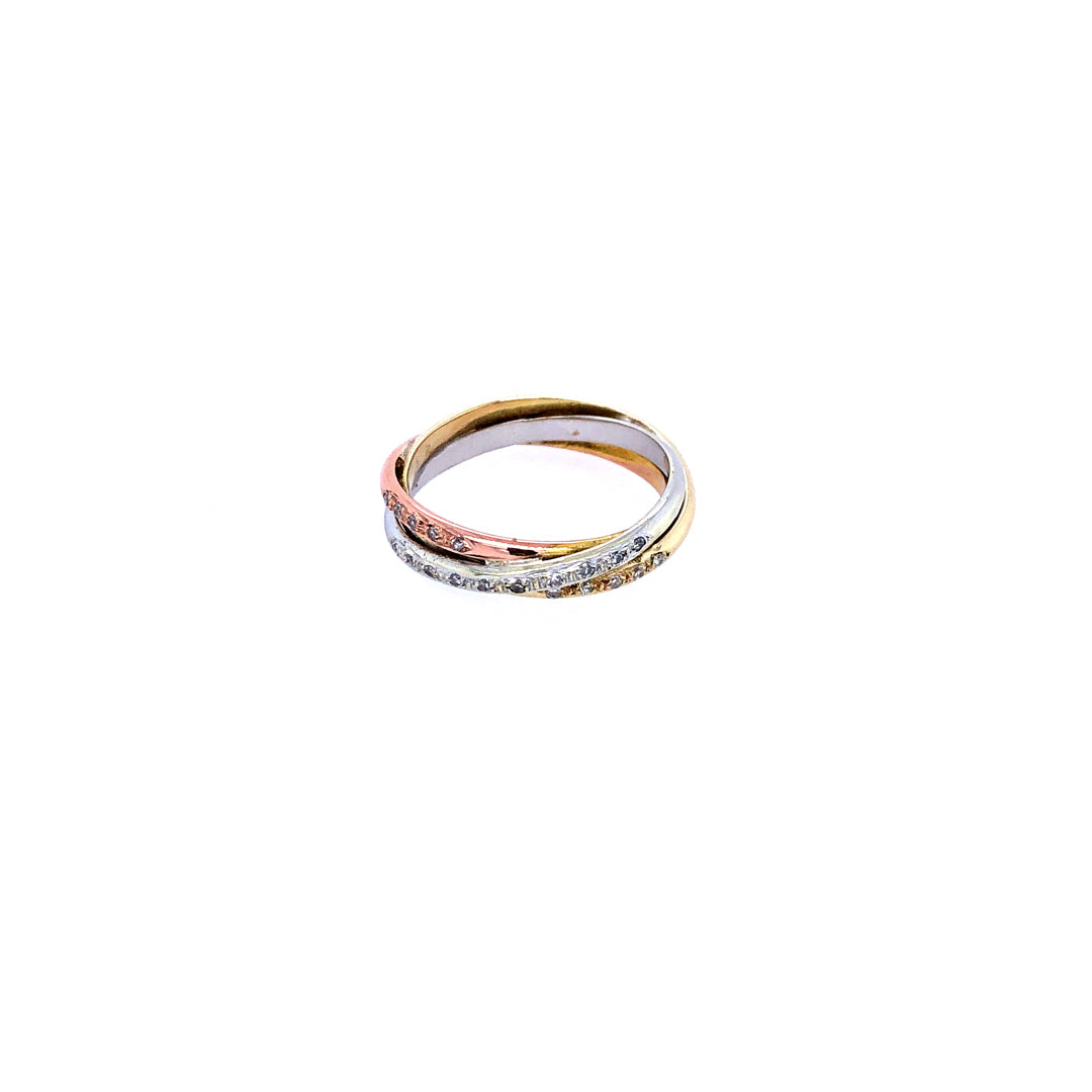 Ring Tricolor Gold 585 - 14 ct. mit Diamanten