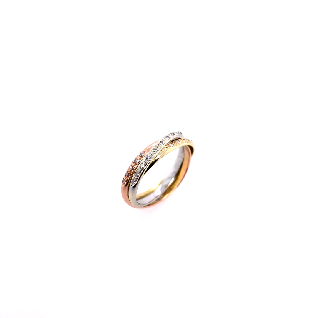 Ring Tricolor Gold 585 - 14 ct. mit Diamanten